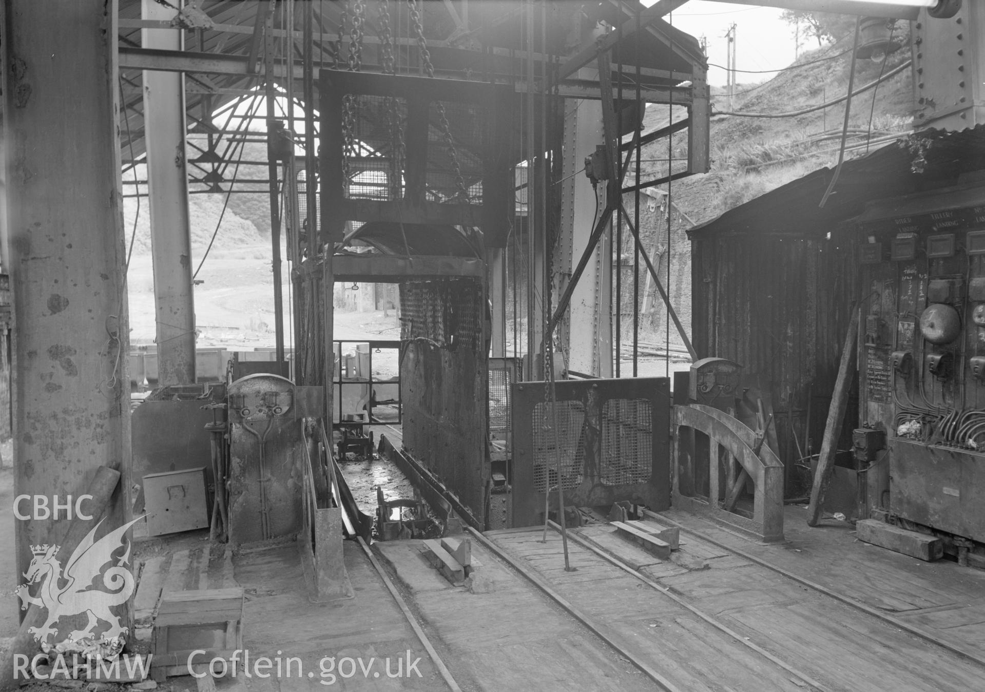 Digital copy of an acetate negative showing pit bank at Tirpentwys Colliery, from the John Cornwell Collection.