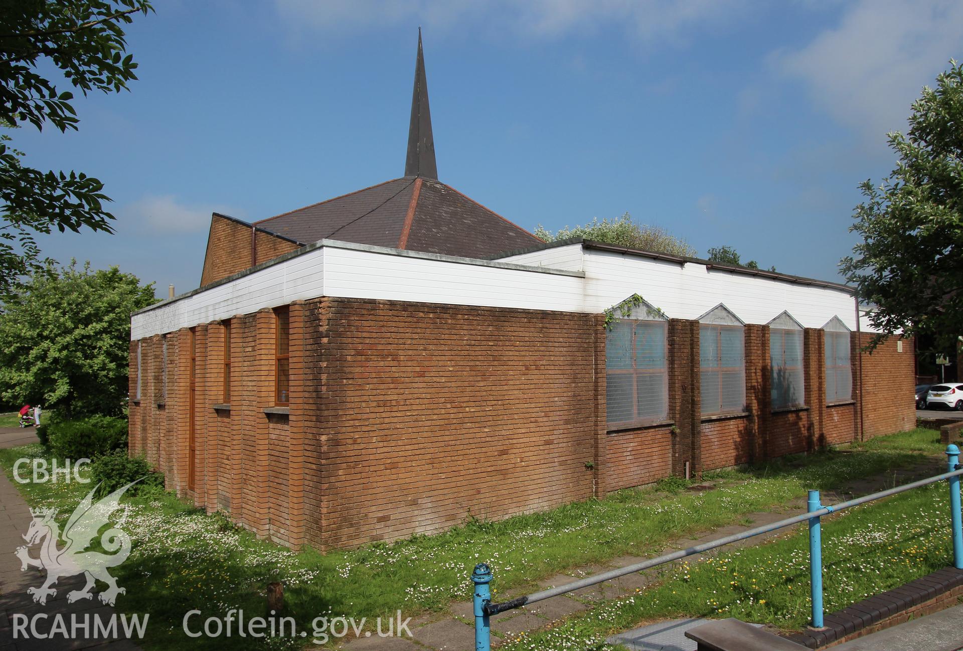 Colour photograph showing exterior view of the Riverside chapel, Port Talbot. Photographed during survey conducted by Geoff Ward on 5th July 2016.
