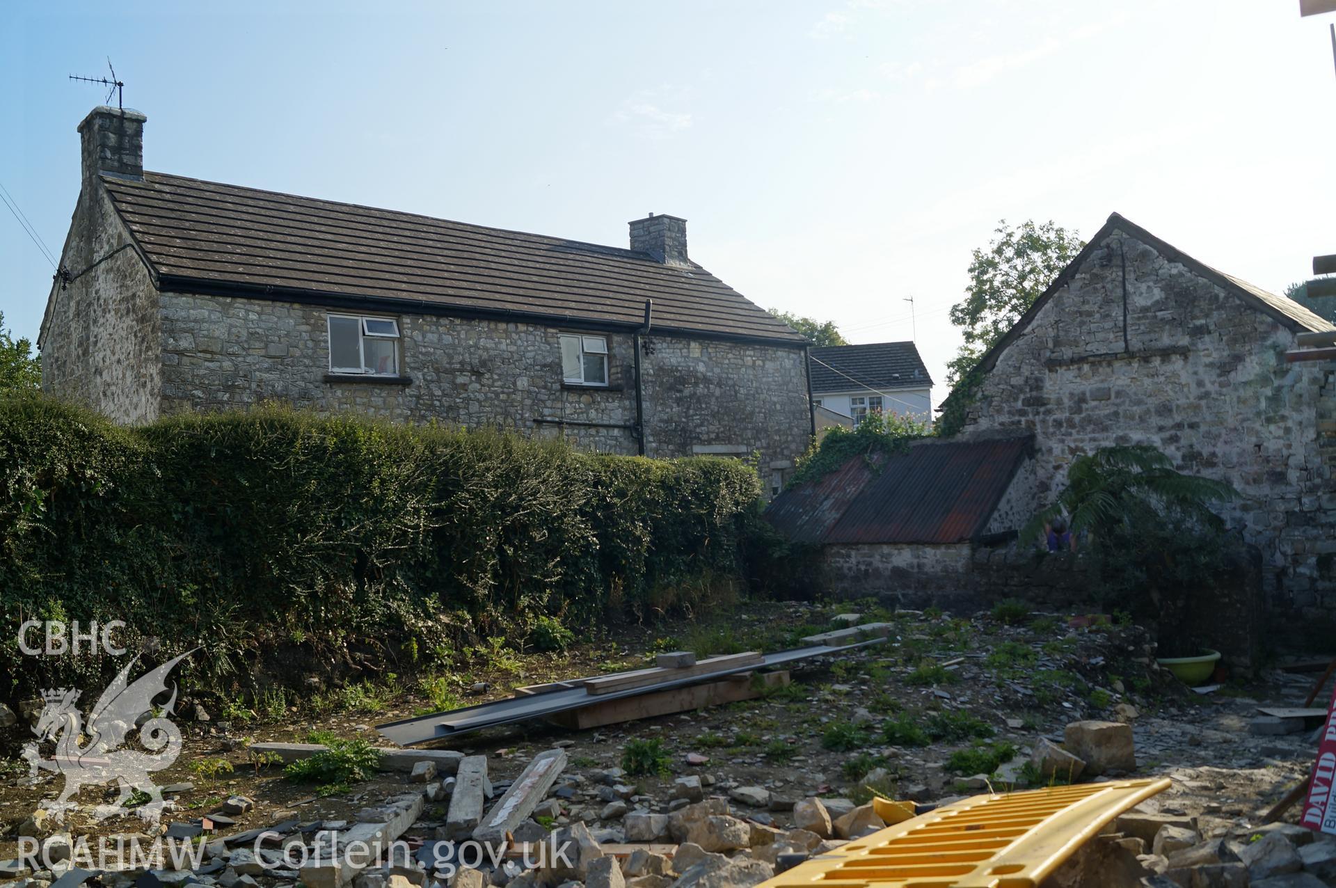 View 'looking south southwest at Rawley Court house with the barn to the right of the photograph' at Rowley Court, Llantwit Major. Photograph & description by Jenny Hall & Paul Sambrook of Trysor, 7th September 2016.