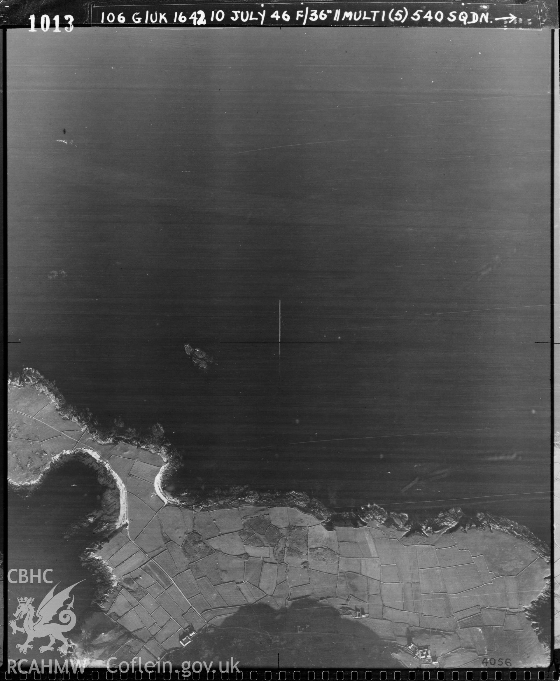 Digital copy of an aerial view of Bardsey Island by RAF.