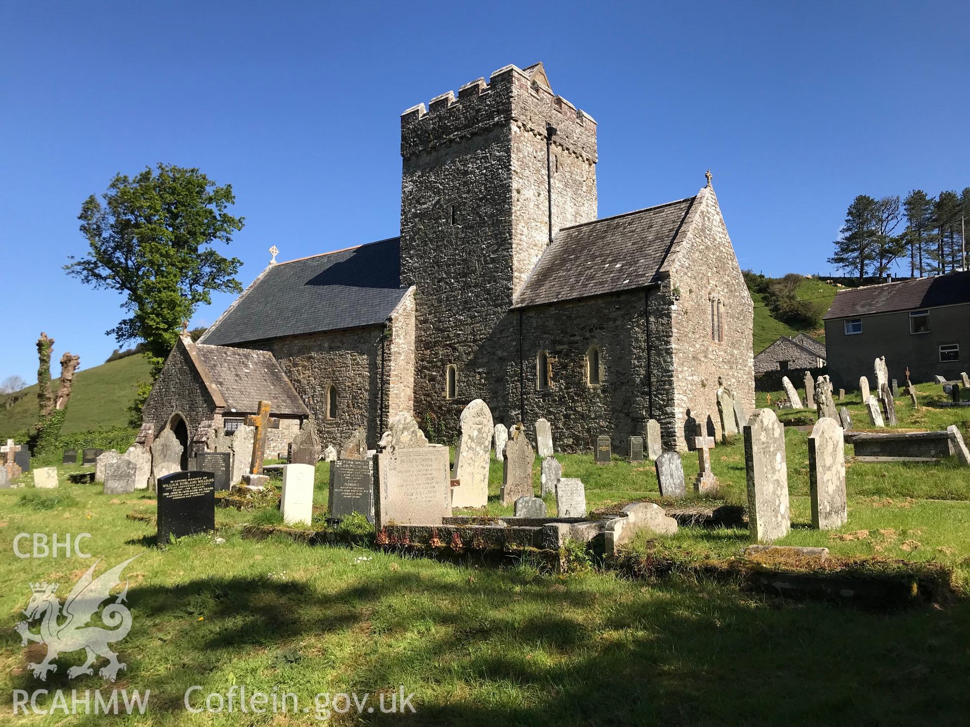 Digital colour photograph showing exterior view of St. Cadog's Church, Cheriton, taken by Paul R. Davis on 5th May 2019.