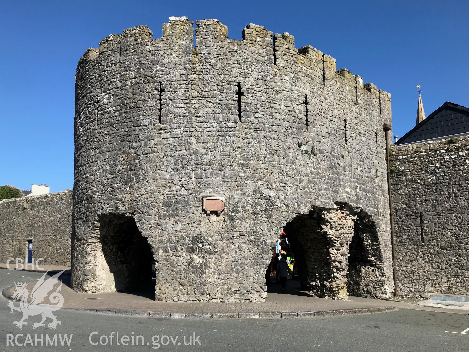 Digital colour photograph showing Tenby's town walls, taken by Paul R. Davis on 20th September 2019.