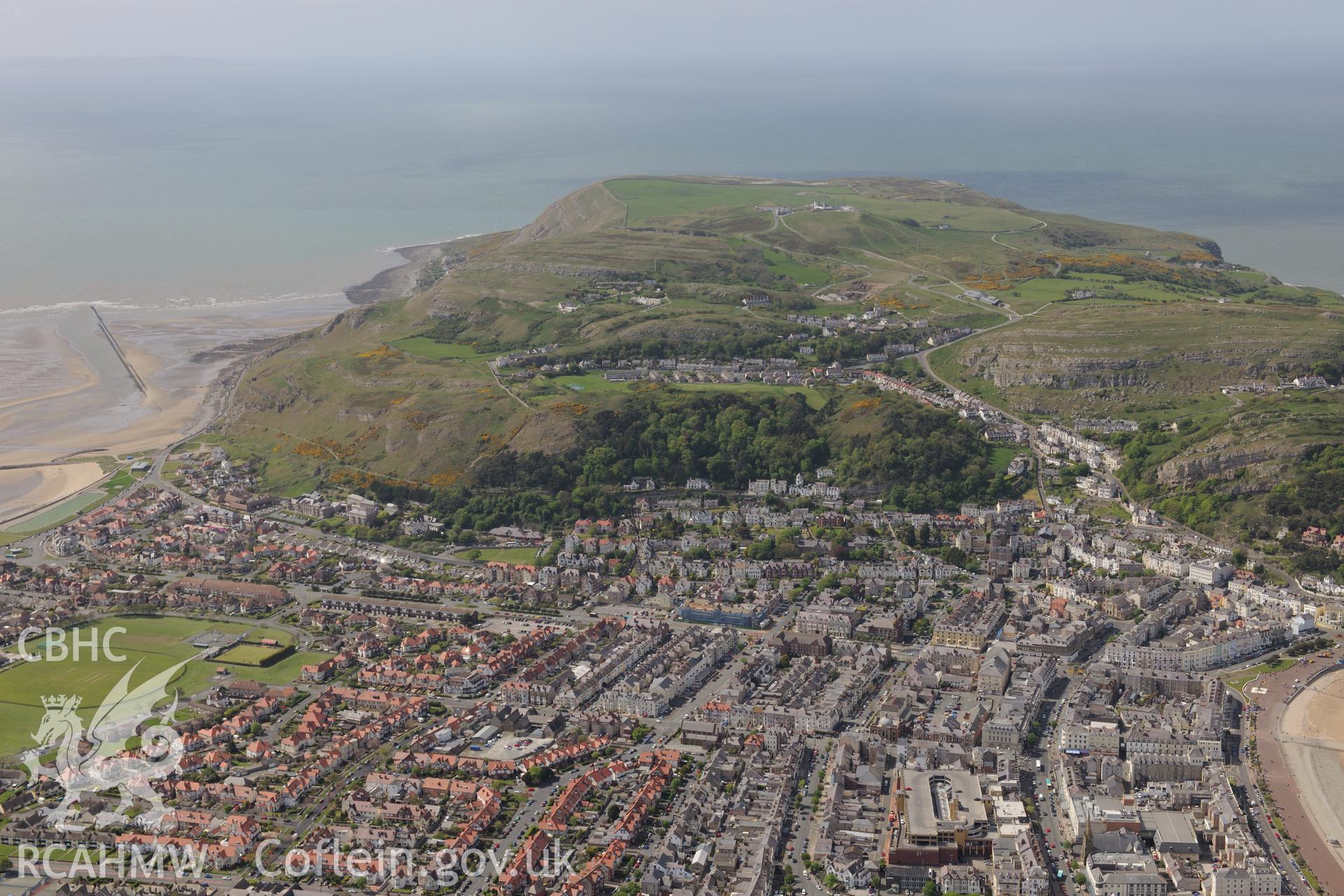 The town of Llandudno. Oblique aerial photograph taken during the Royal Commission?s programme of archaeological aerial reconnaissance by Toby Driver on 22nd May 2013.