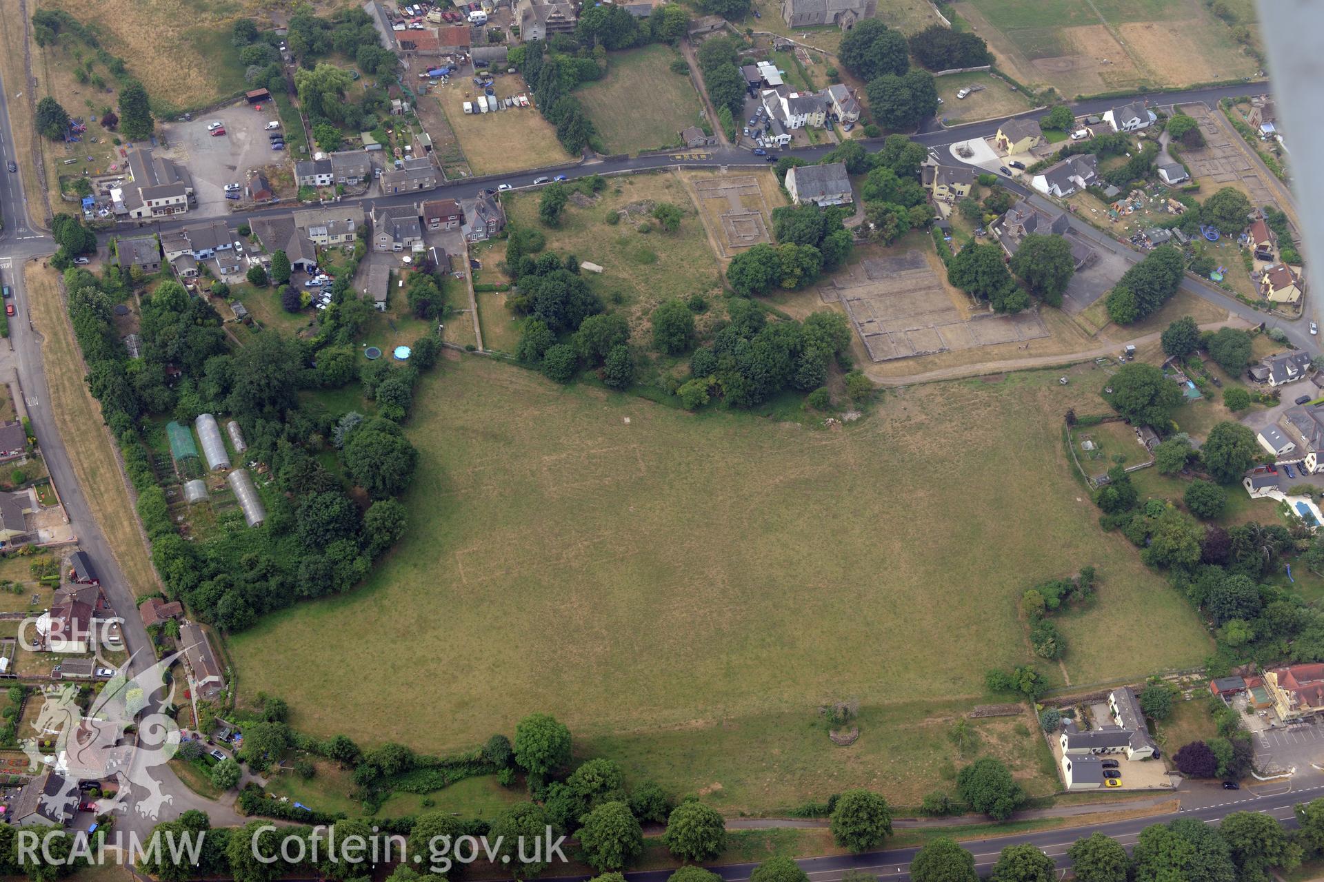 Royal Commission aerial photography of Caerwent Roman city taken during drought conditions on 22nd July 2013.