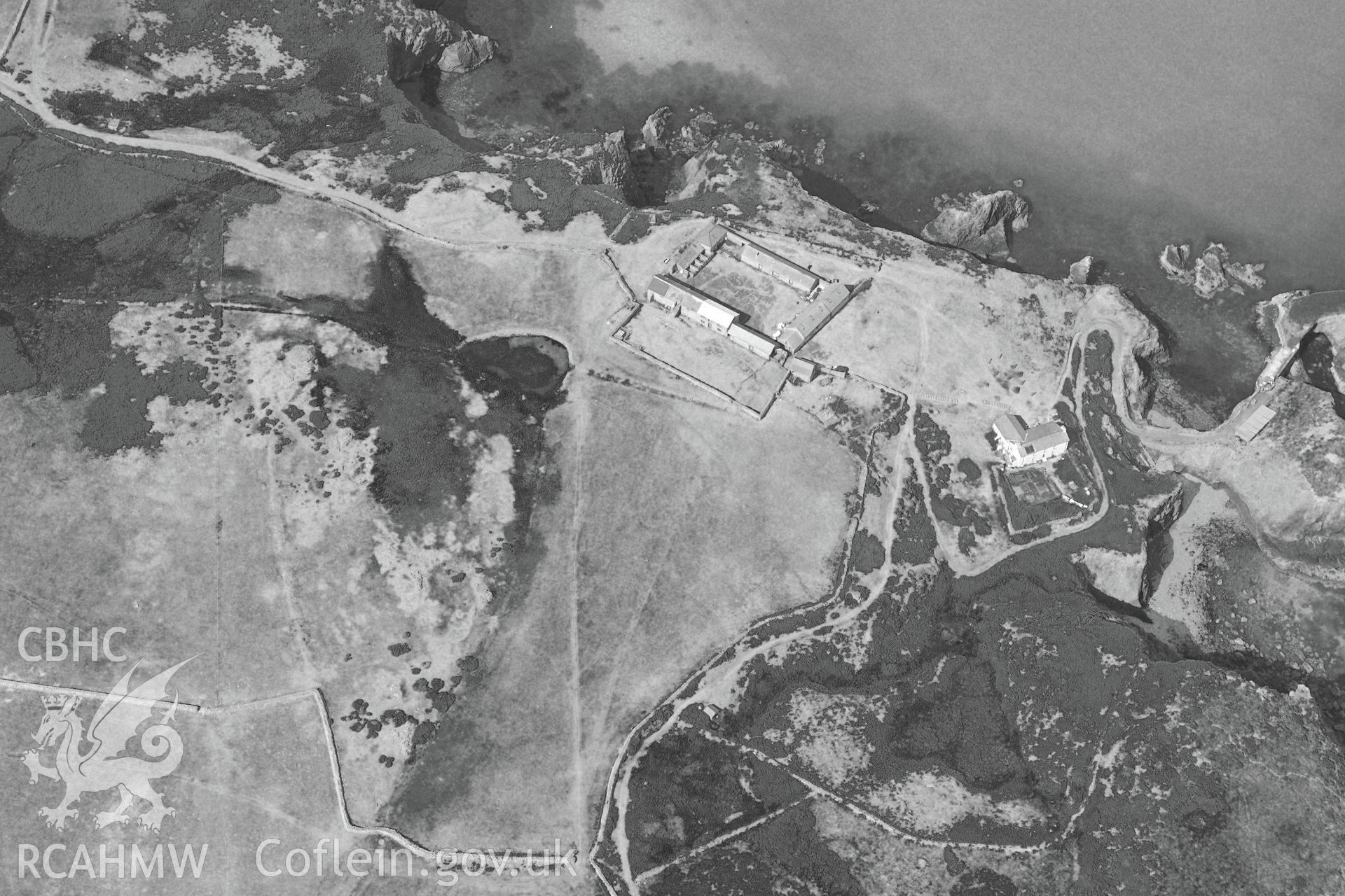 Ramsey Island Farm on Ramsey Island. Oblique aerial photograph taken during the Royal Commission?s programme of archaeological aerial reconnaissance by Toby Driver on 16th July 2013.