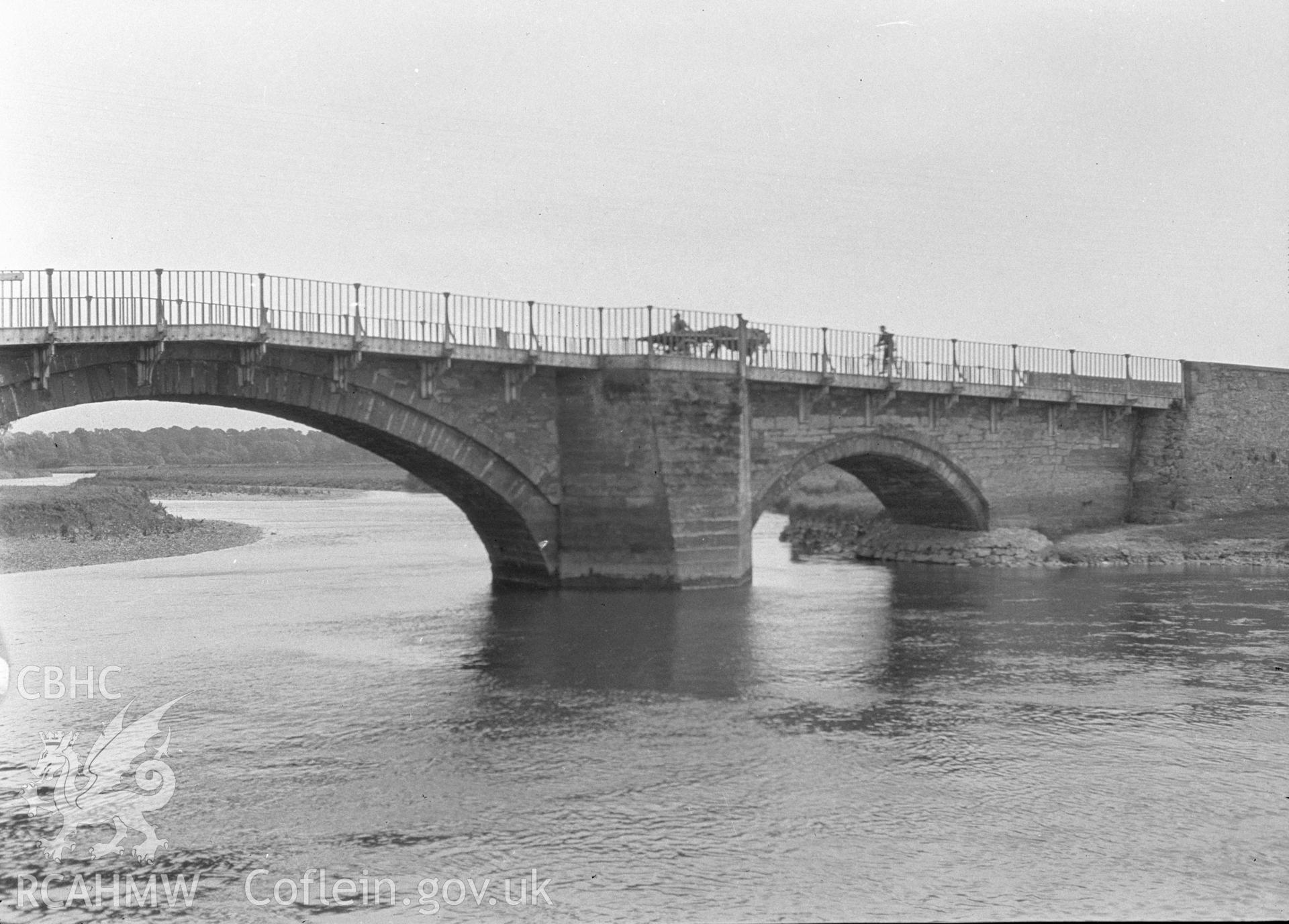 Digital copy of a nitrate negative showing view of Rhuddlan Bridge taken by Leonard Monroe, 1938.