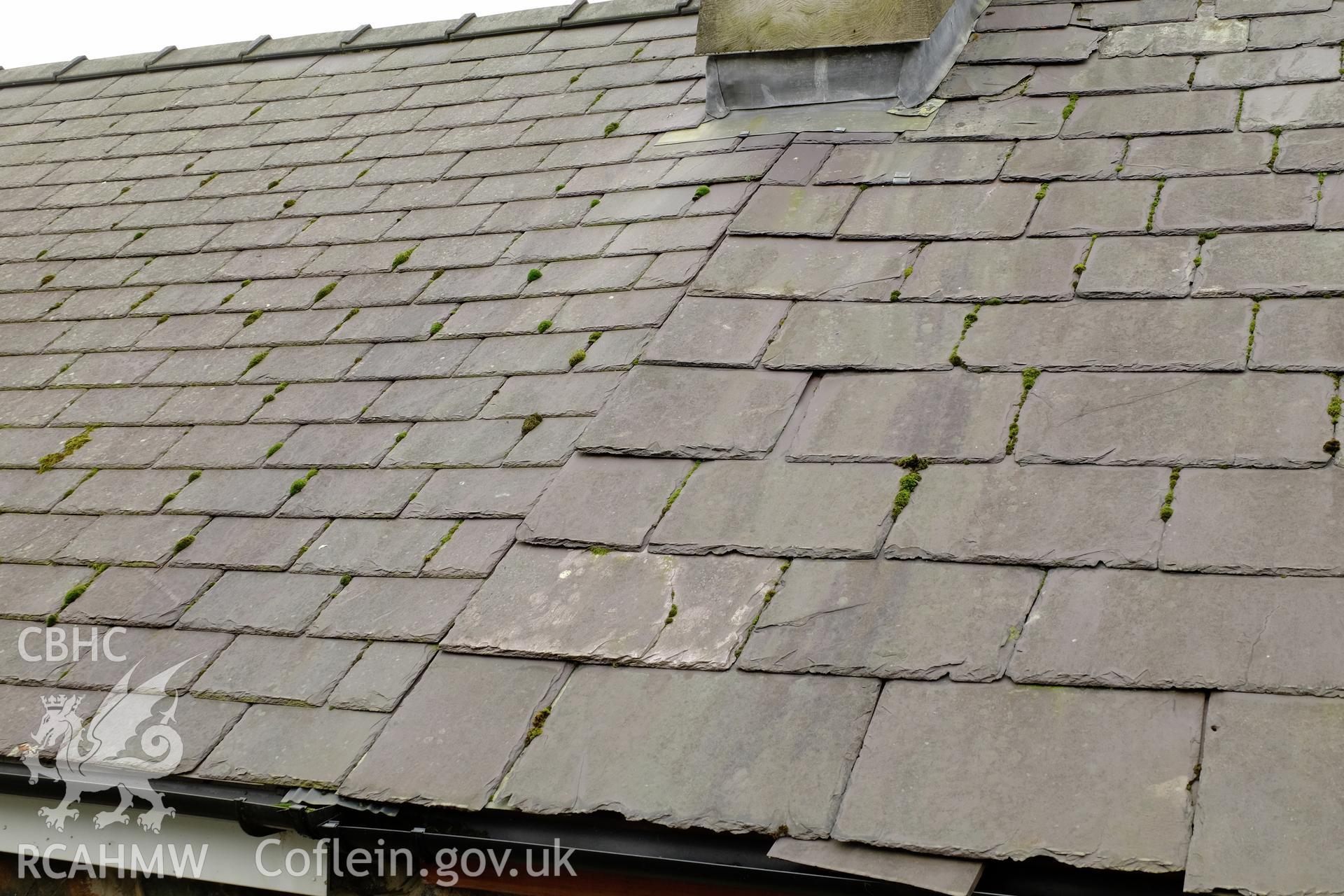 Colour photograph showing roof slates on the houses at Penbryn Terrace, Bethesda, produced by Richard Hayman 2nd March 2017