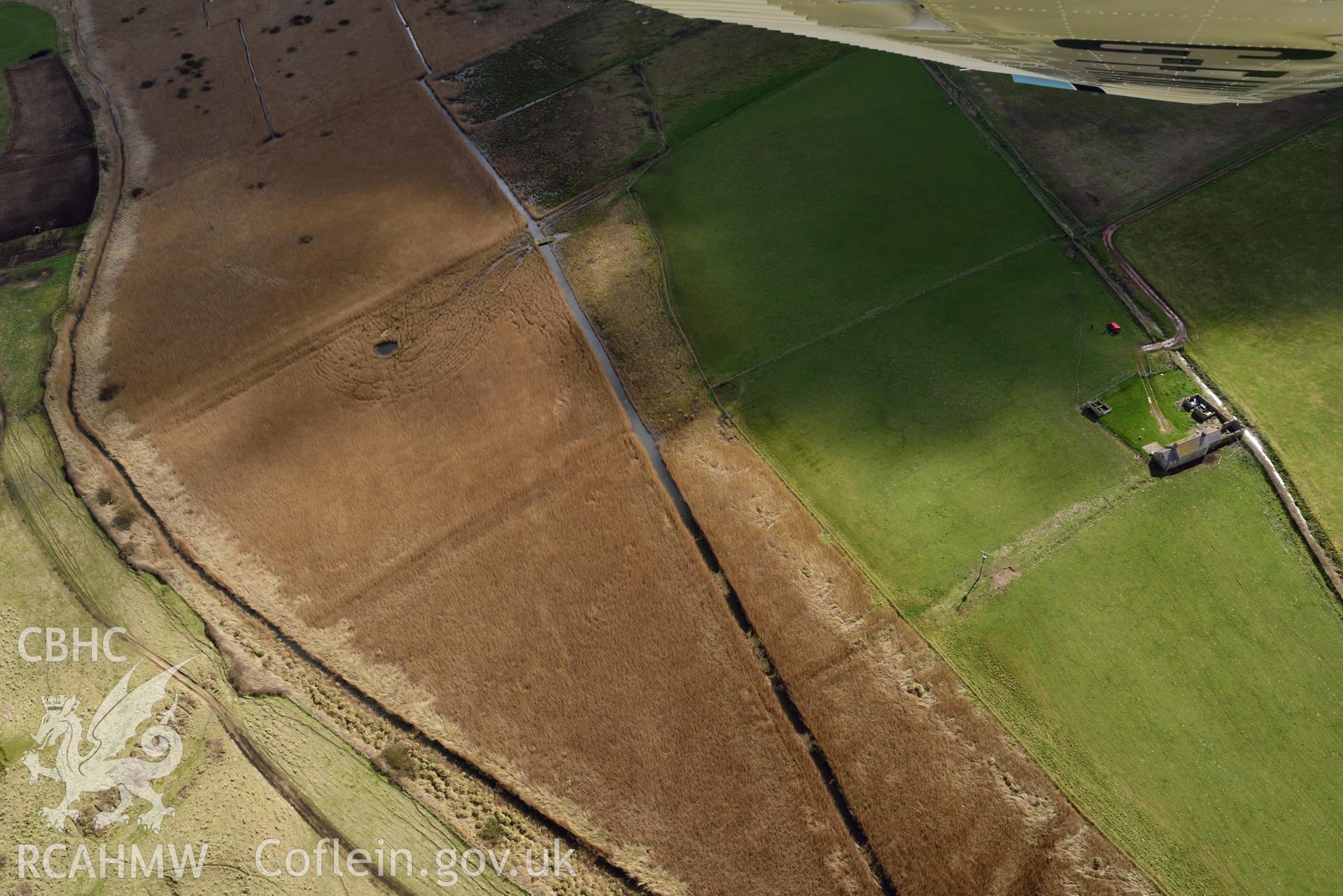 Castlemartin Corse wetland. Baseline aerial reconnaissance survey for the CHERISH Project. ? Crown: CHERISH PROJECT 2018. Produced with EU funds through the Ireland Wales Co-operation Programme 2014-2020. All material made freely available through the Open Government Licence.