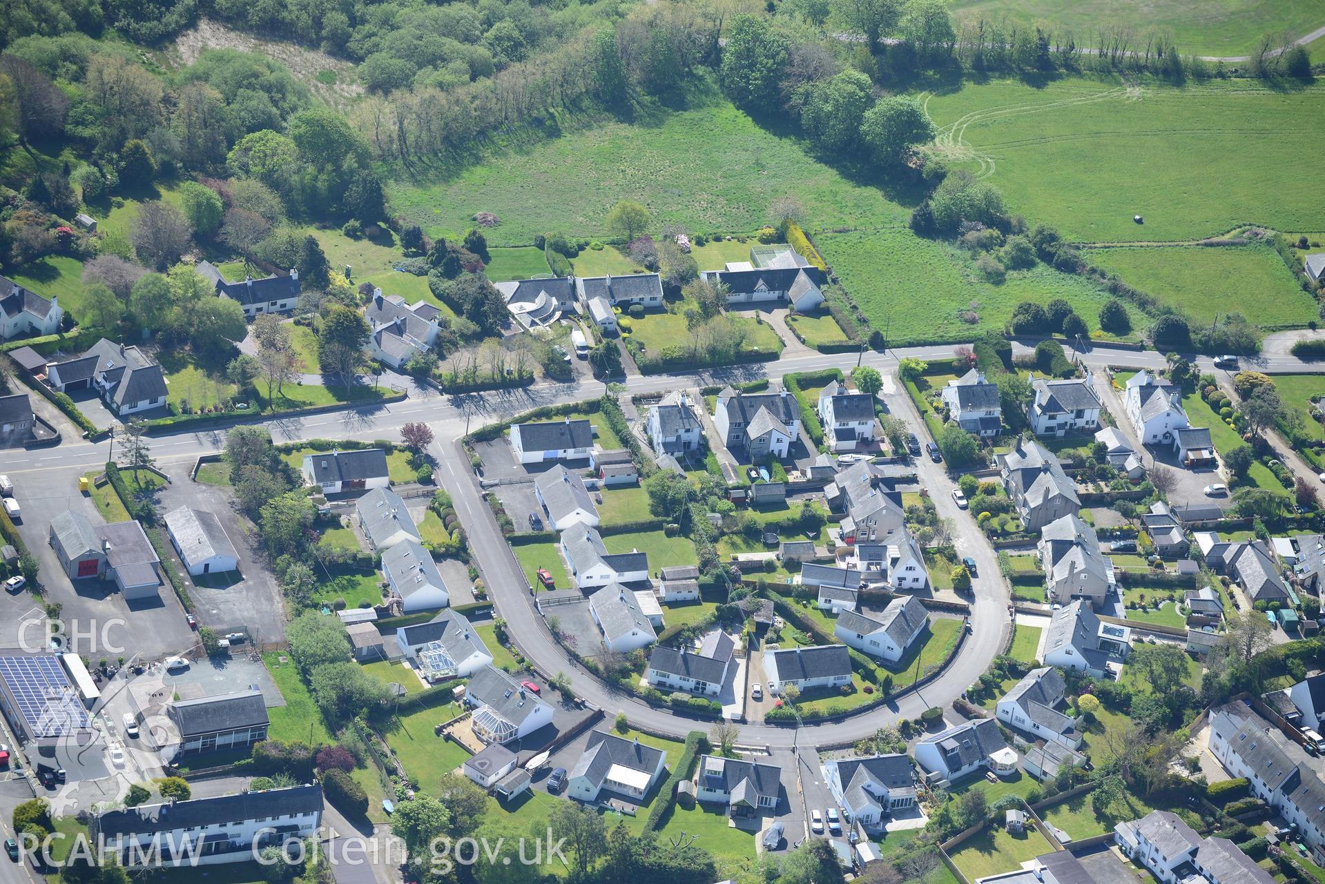 Aerial photography of Abersoch taken on 3rd May 2017.  Baseline aerial reconnaissance survey for the CHERISH Project. ? Crown: CHERISH PROJECT 2017. Produced with EU funds through the Ireland Wales Co-operation Programme 2014-2020. All material made free