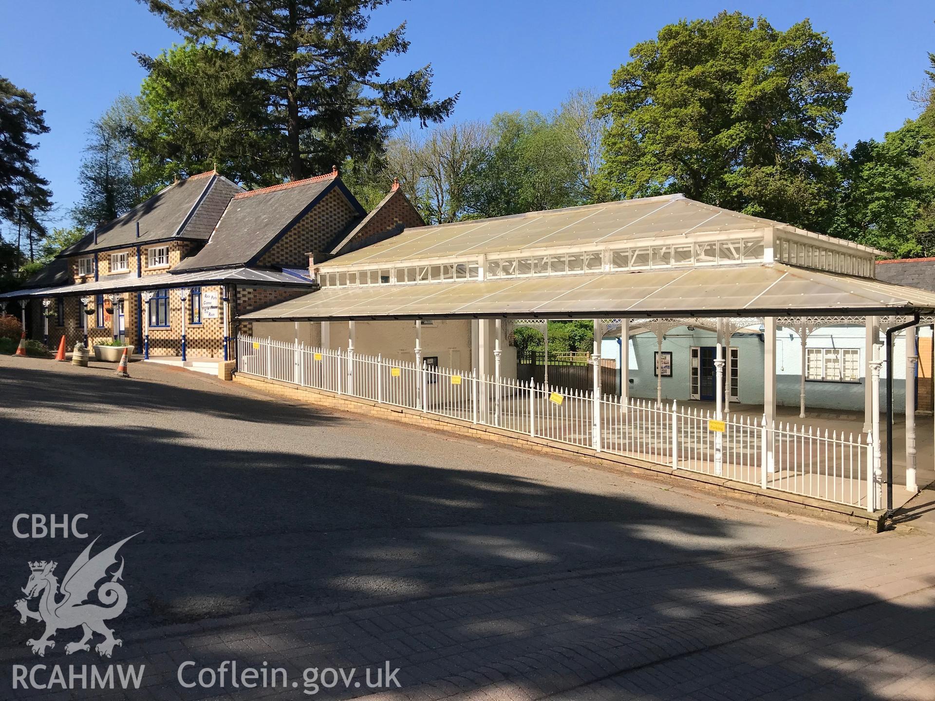 Colour photo showing exterior view of the Rock Park spa centre pavilion, Llandrindod Wells, taken by Paul R. Davis, 19th May 2018.