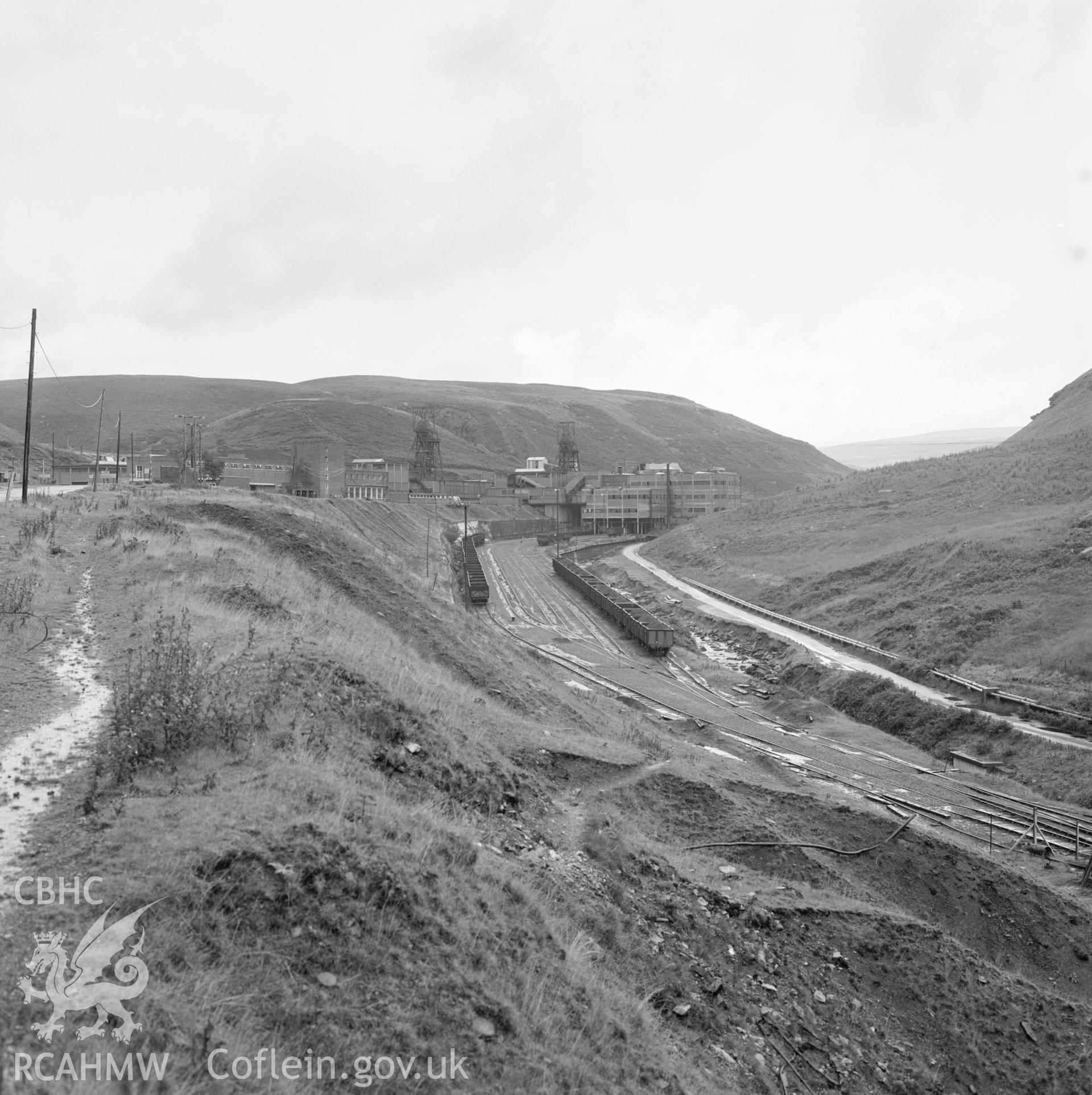 Digital copy of an acetate negative showing general view of Maerdy Colliery, from the John Cornwell Collection.