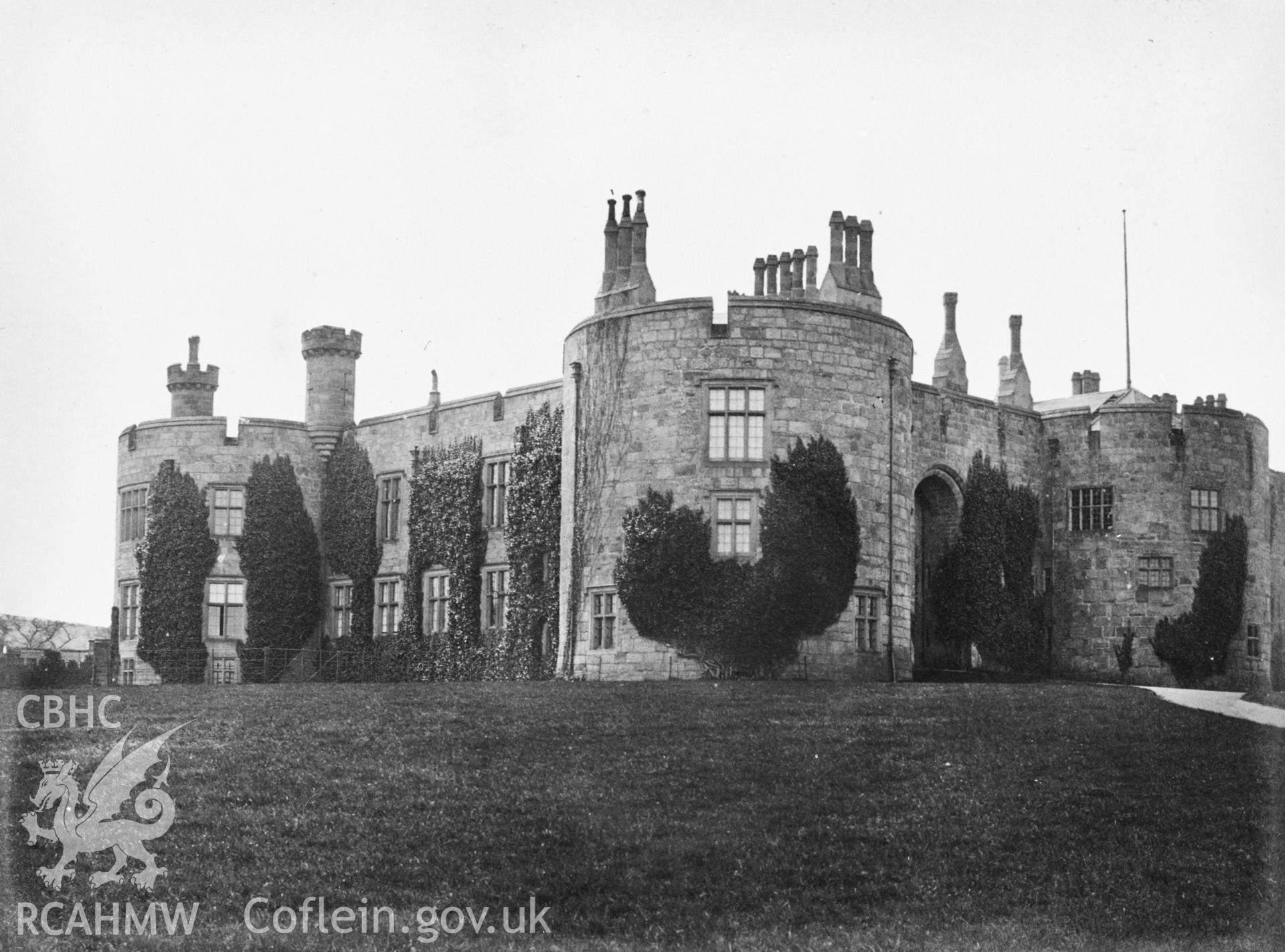 Digital copy of a view of Chirk Castle.