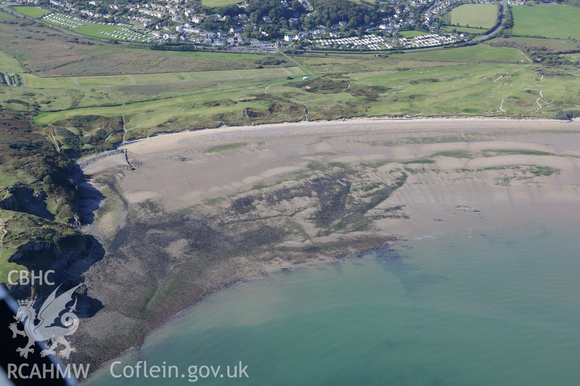 The village of Penally, approximately a mile south west of Tenby. Oblique aerial photograph taken during the Royal Commission's programme of archaeological aerial reconnaissance by Toby Driver on 30th September 2015.