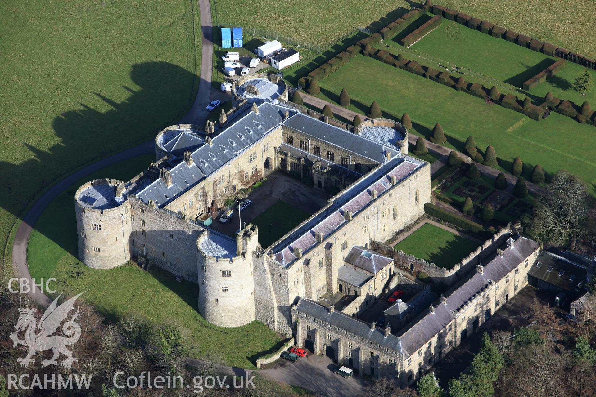 RCAHMW colour oblique photograph of Chirk Castle. Taken by Toby Driver on 08/02/2011.