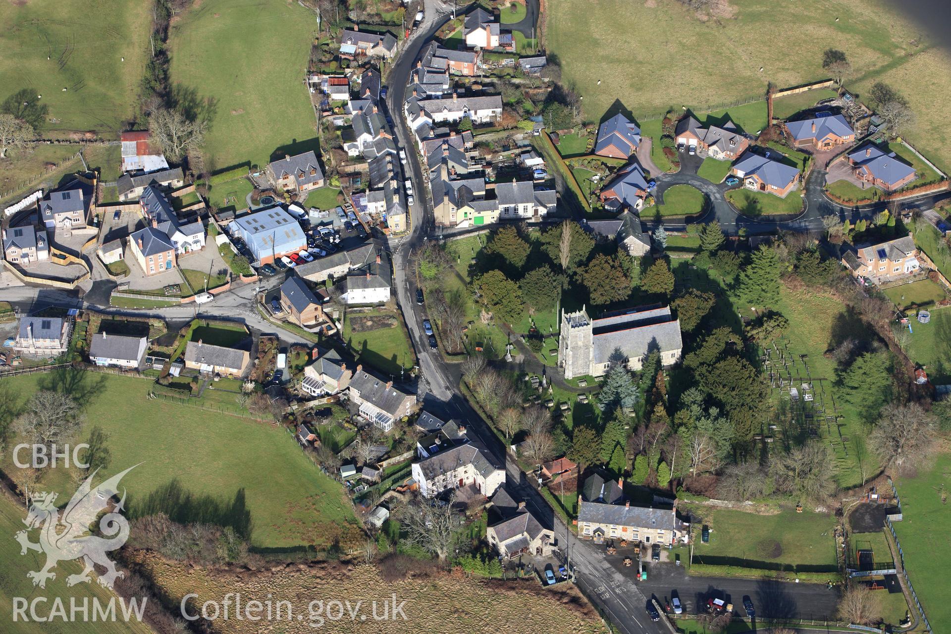 RCAHMW colour oblique photograph of St Silin's church, Llansilin. Taken by Toby Driver on 08/02/2011.