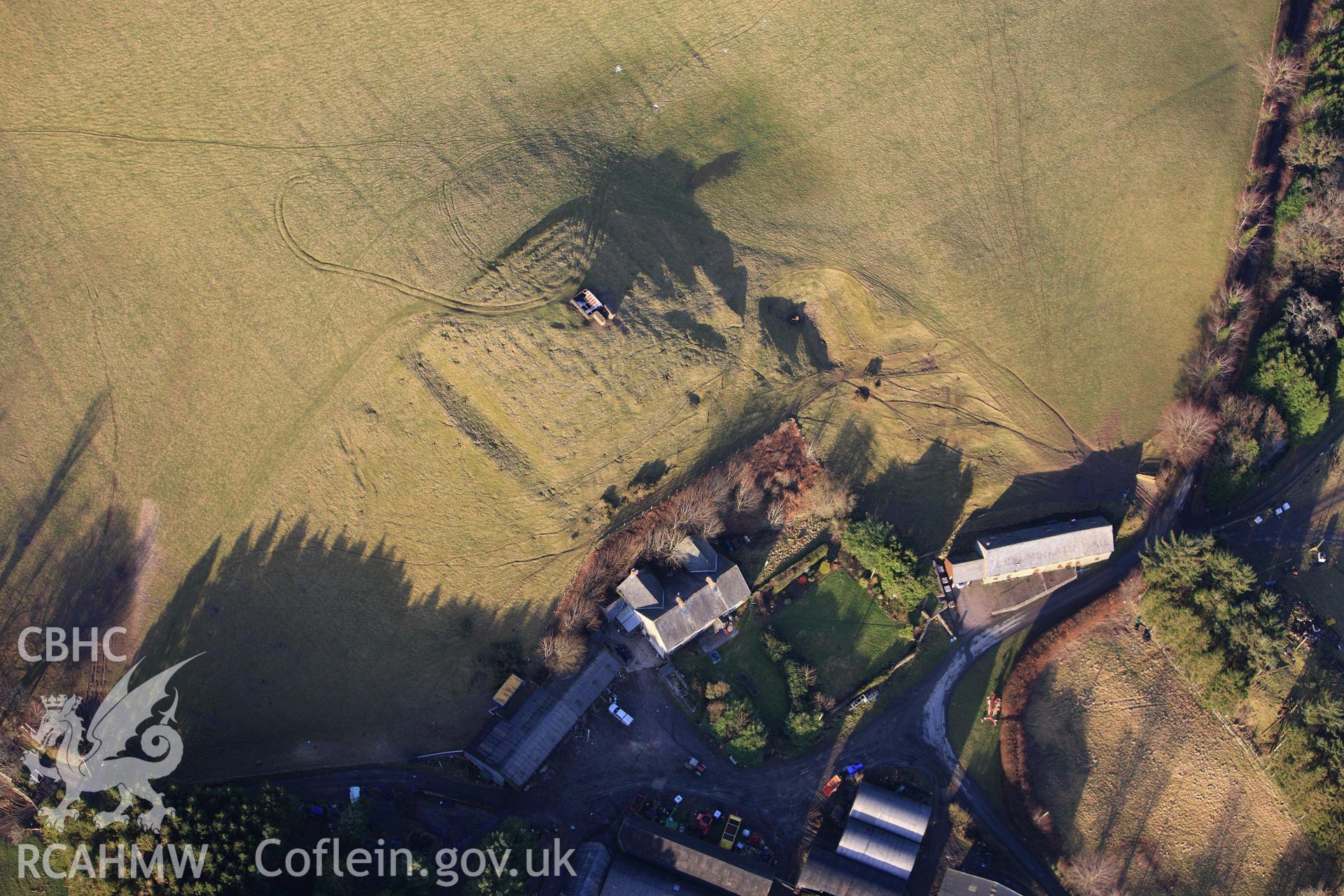 RCAHMW colour oblique photograph of Llwydiarth Hall Maze. Taken by Toby Driver on 08/02/2011.