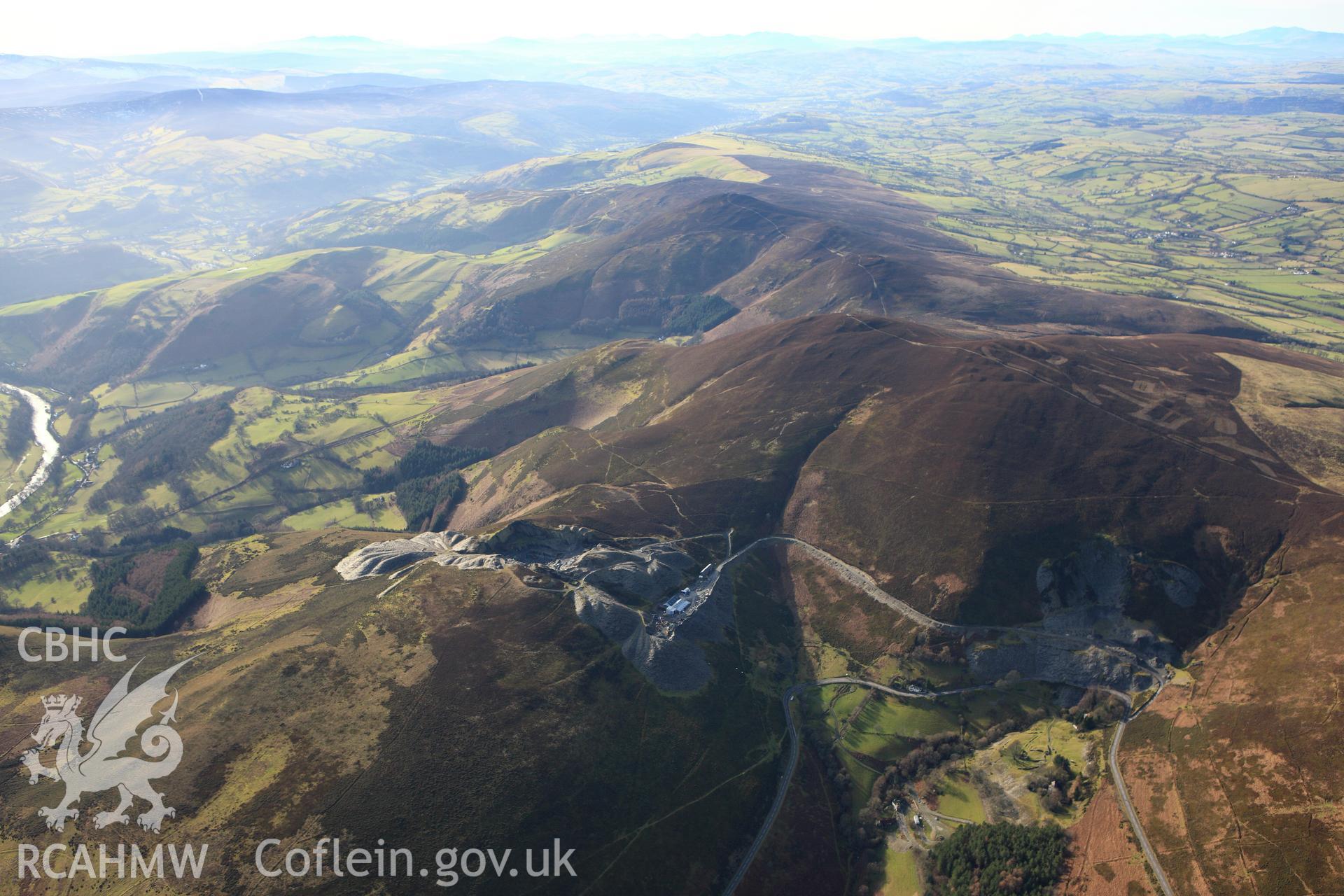 RCAHMW colour oblique photograph of Clogau slate quarry. Taken by Toby Driver on 08/02/2011.