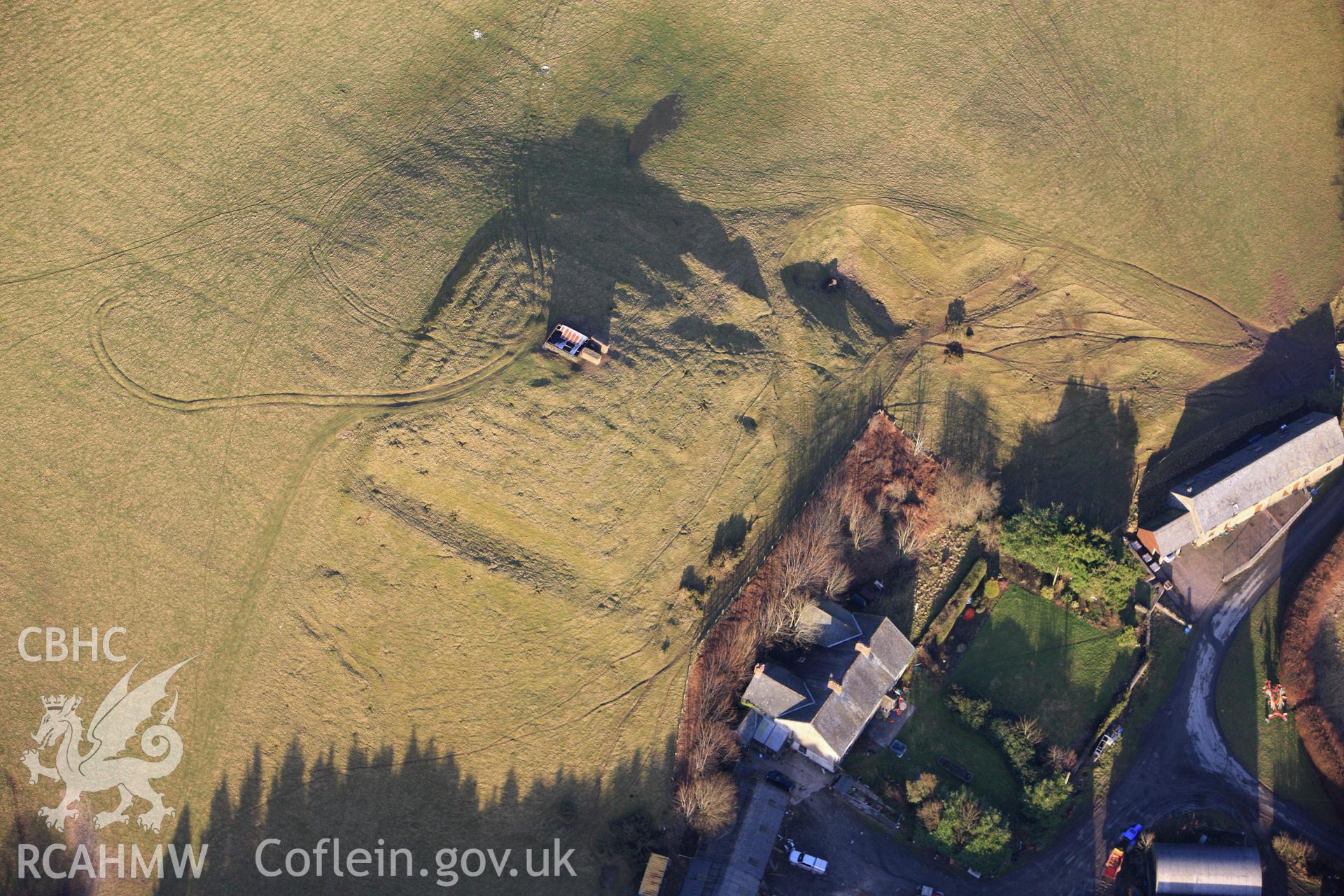 RCAHMW colour oblique photograph of Llwydiarth Hall Maze. Taken by Toby Driver on 08/02/2011.