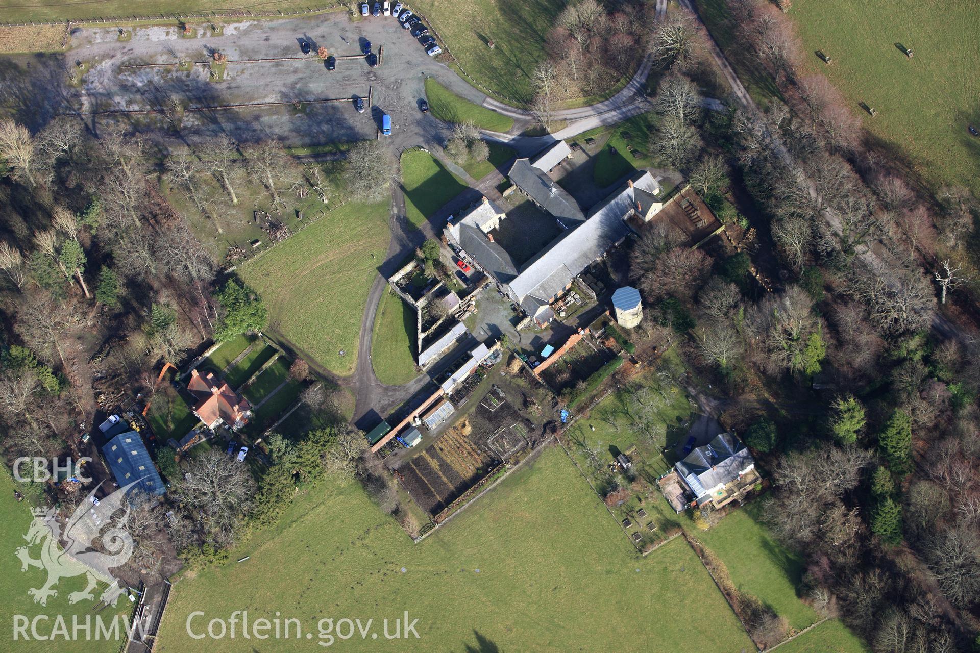 RCAHMW colour oblique photograph of Home Farm, Chirk Castle. Taken by Toby Driver on 08/02/2011.