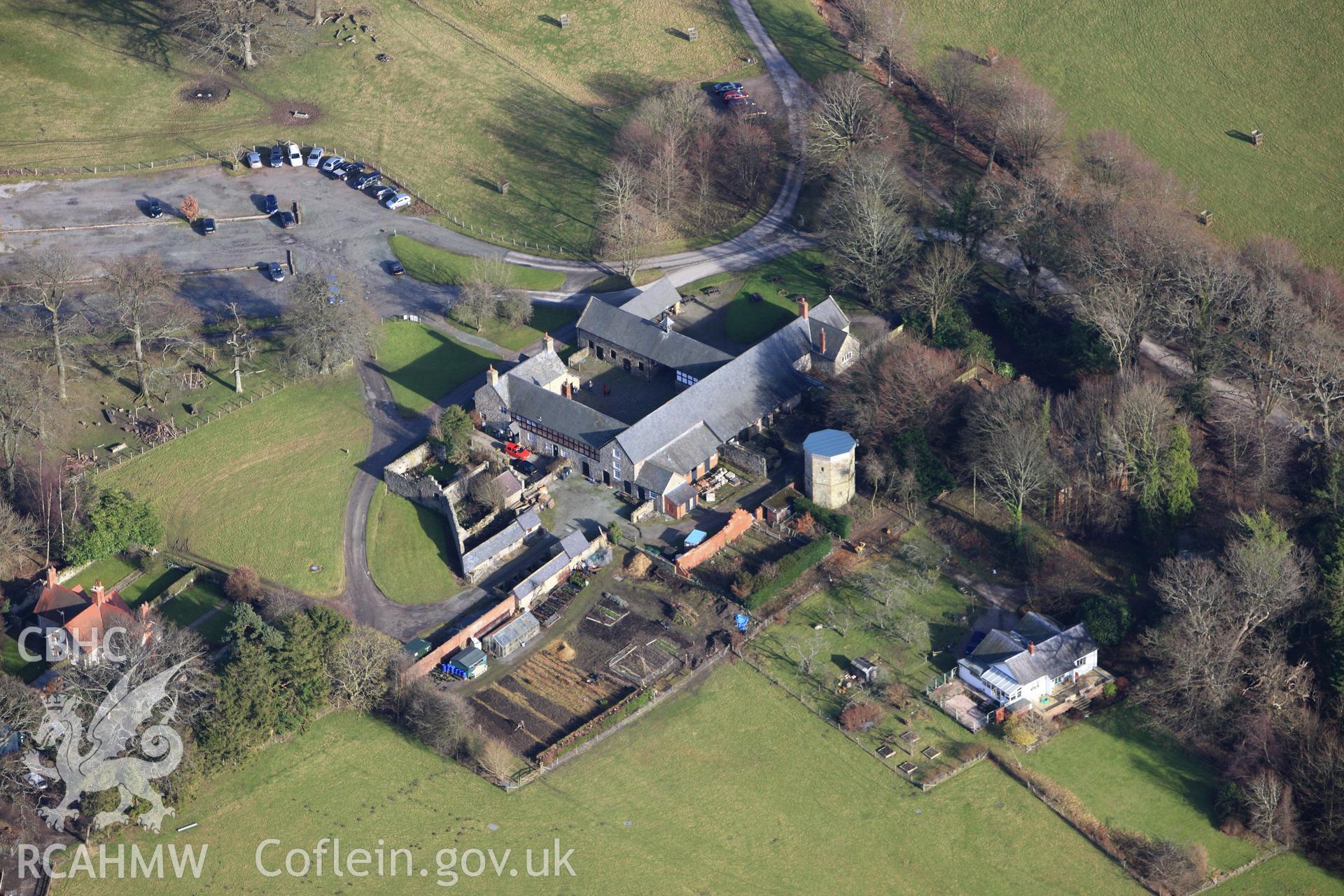RCAHMW colour oblique photograph of Home Farm, Chirk castle. Taken by Toby Driver on 08/02/2011.
