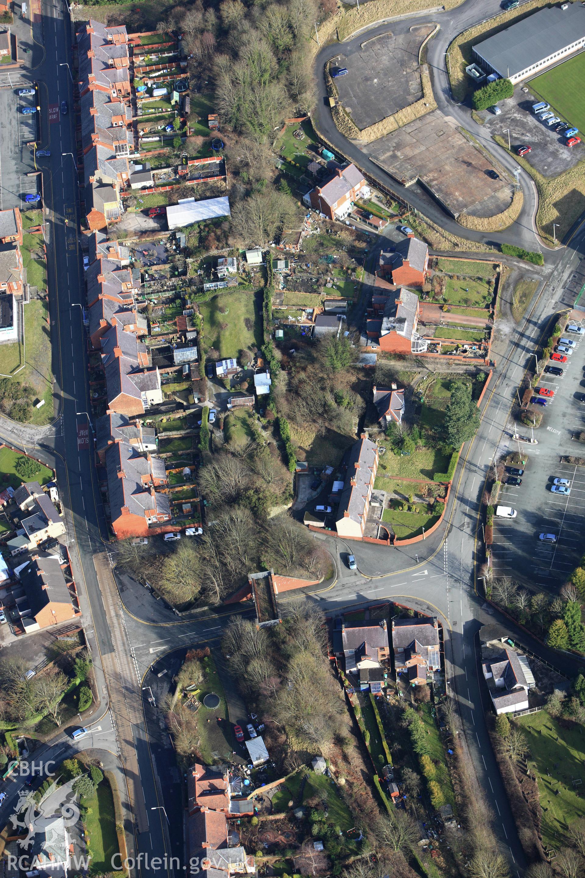 RCAHMW colour oblique photograph of housing at Cefn Mawr. Taken by Toby Driver on 08/02/2011.