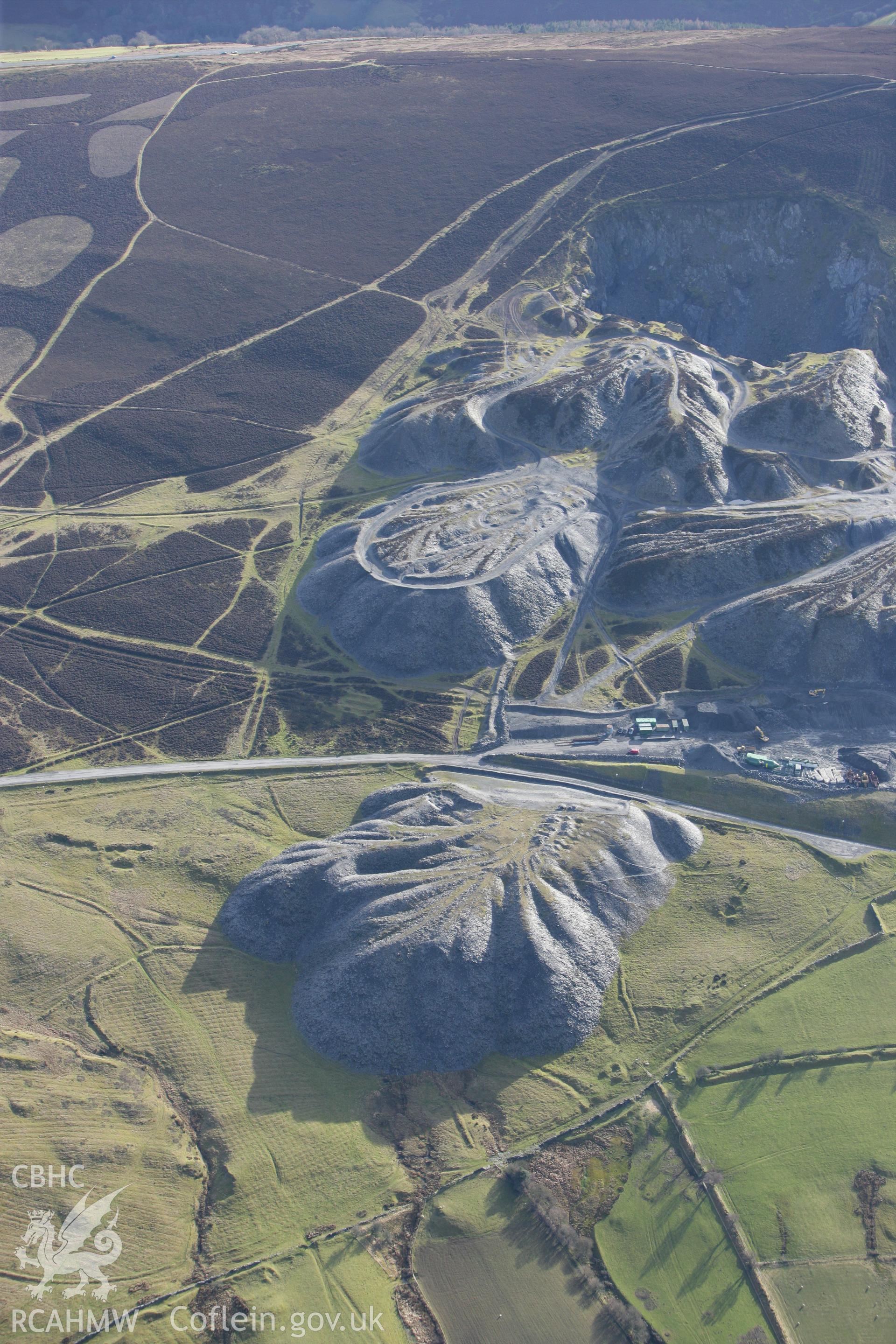 RCAHMW colour oblique photograph of Moel-y-Faen quarries. Taken by Toby Driver on 08/02/2011.