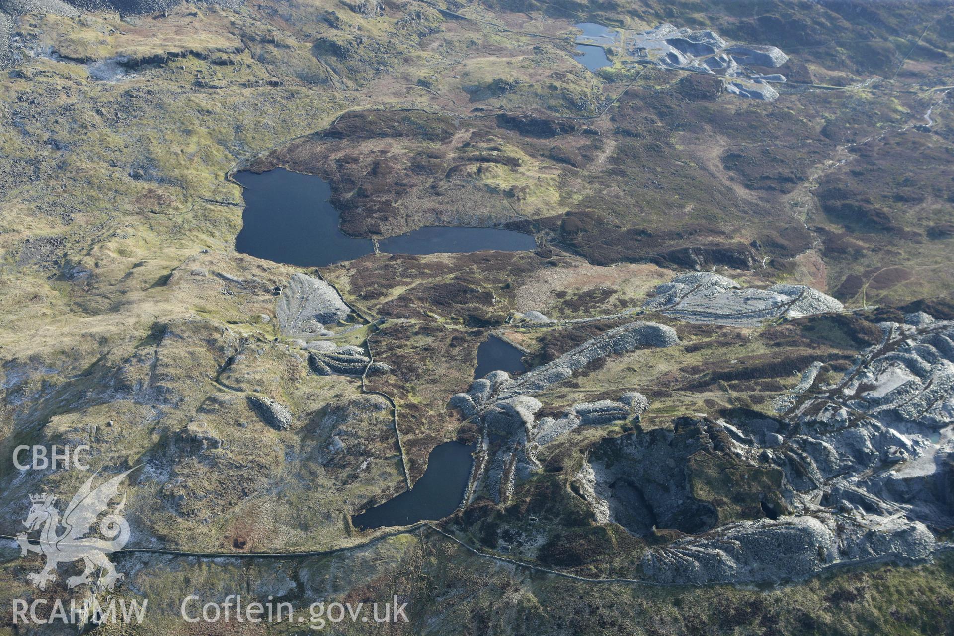 RCAHMW colour oblique photograph of Diffwys slate quarry. Taken by Toby Driver on 08/02/2011.