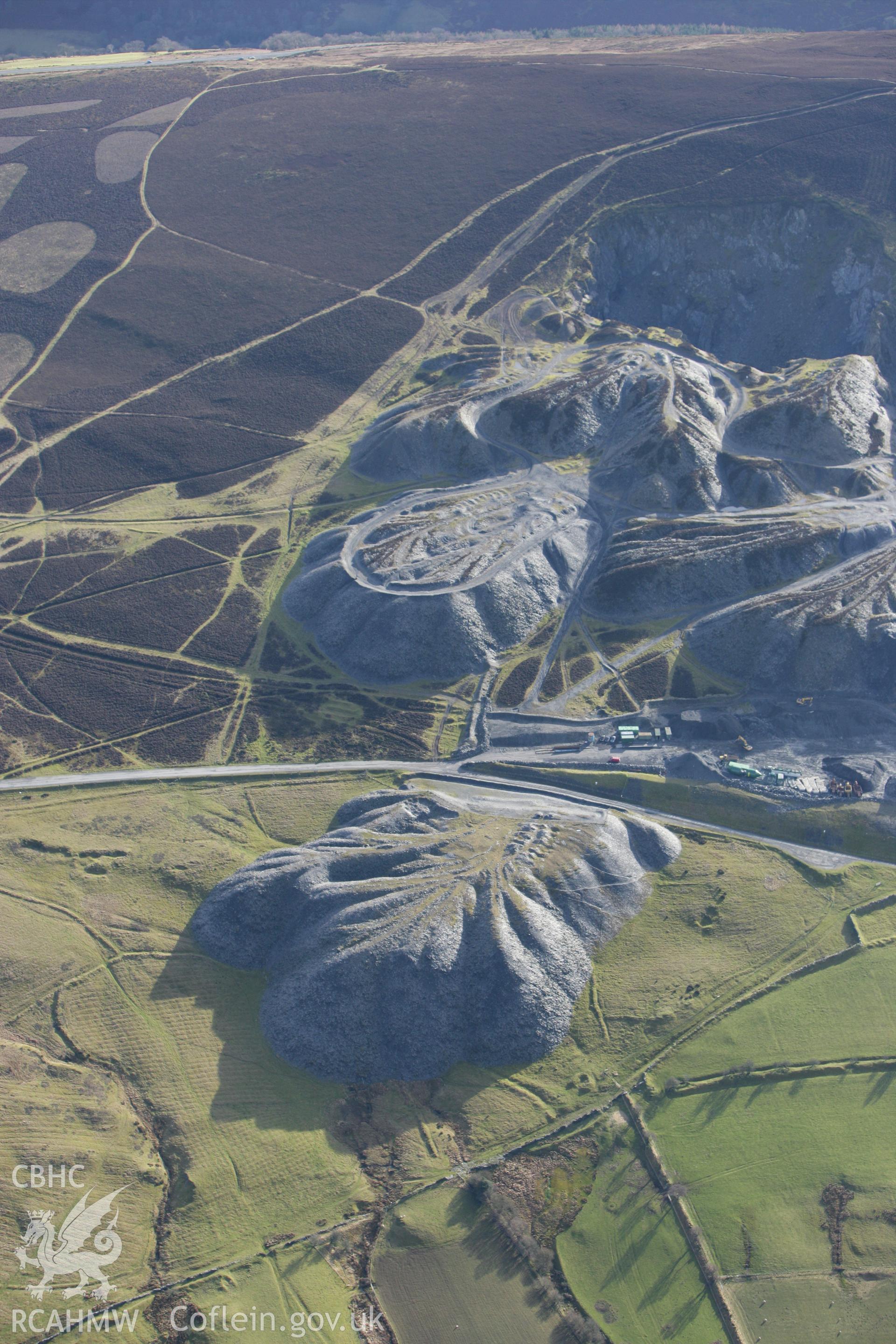 RCAHMW colour oblique photograph of Moel-y-Faen quarries. Taken by Toby Driver on 08/02/2011.
