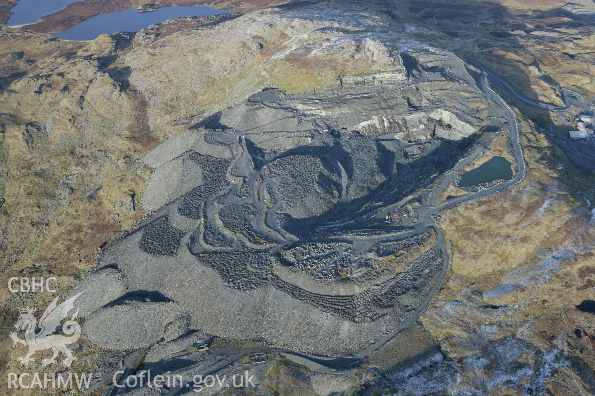 RCAHMW colour oblique photograph of Craig Ddu quarry. Taken by Toby Driver on 08/02/2011.