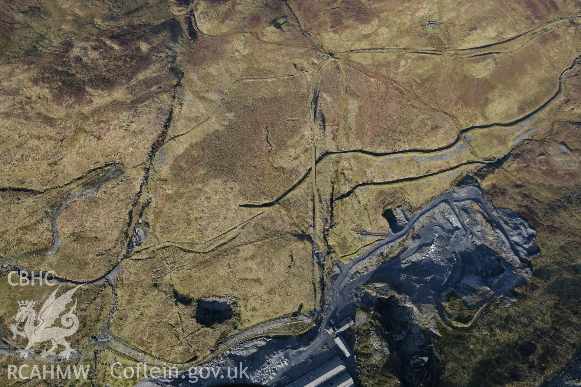 RCAHMW colour oblique photograph of Moel Bowydd incline. Taken by Toby Driver on 08/02/2011.