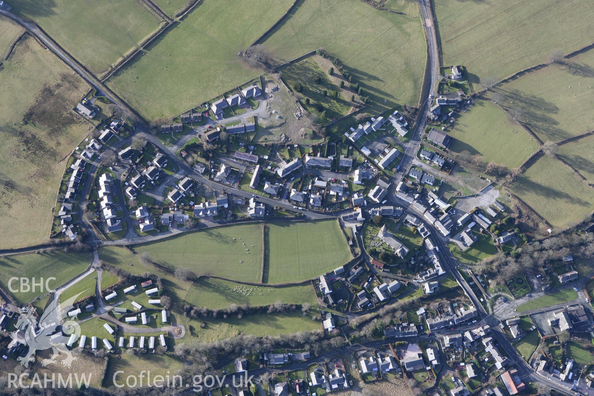 RCAHMW colour oblique photograph of Llandrillo village. Taken by Toby Driver on 08/02/2011.