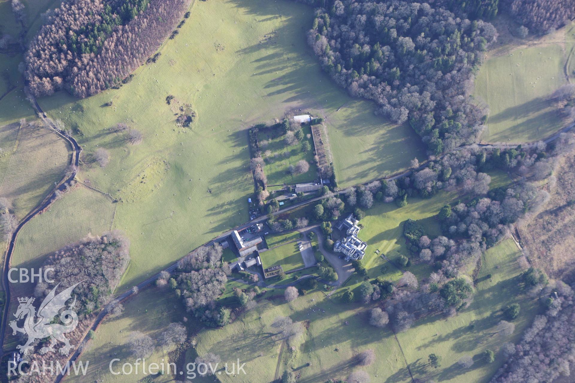 RCAHMW colour oblique photograph of Pale Hall Hotel. Taken by Toby Driver on 08/02/2011.