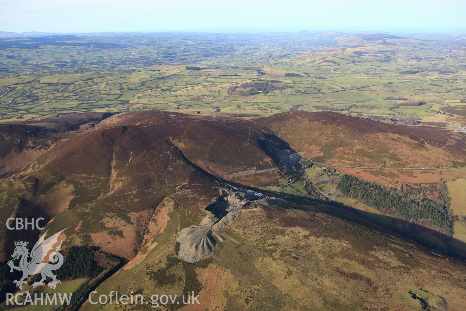 RCAHMW colour oblique photograph of Clogau slate quarry. Taken by Toby Driver on 08/02/2011.