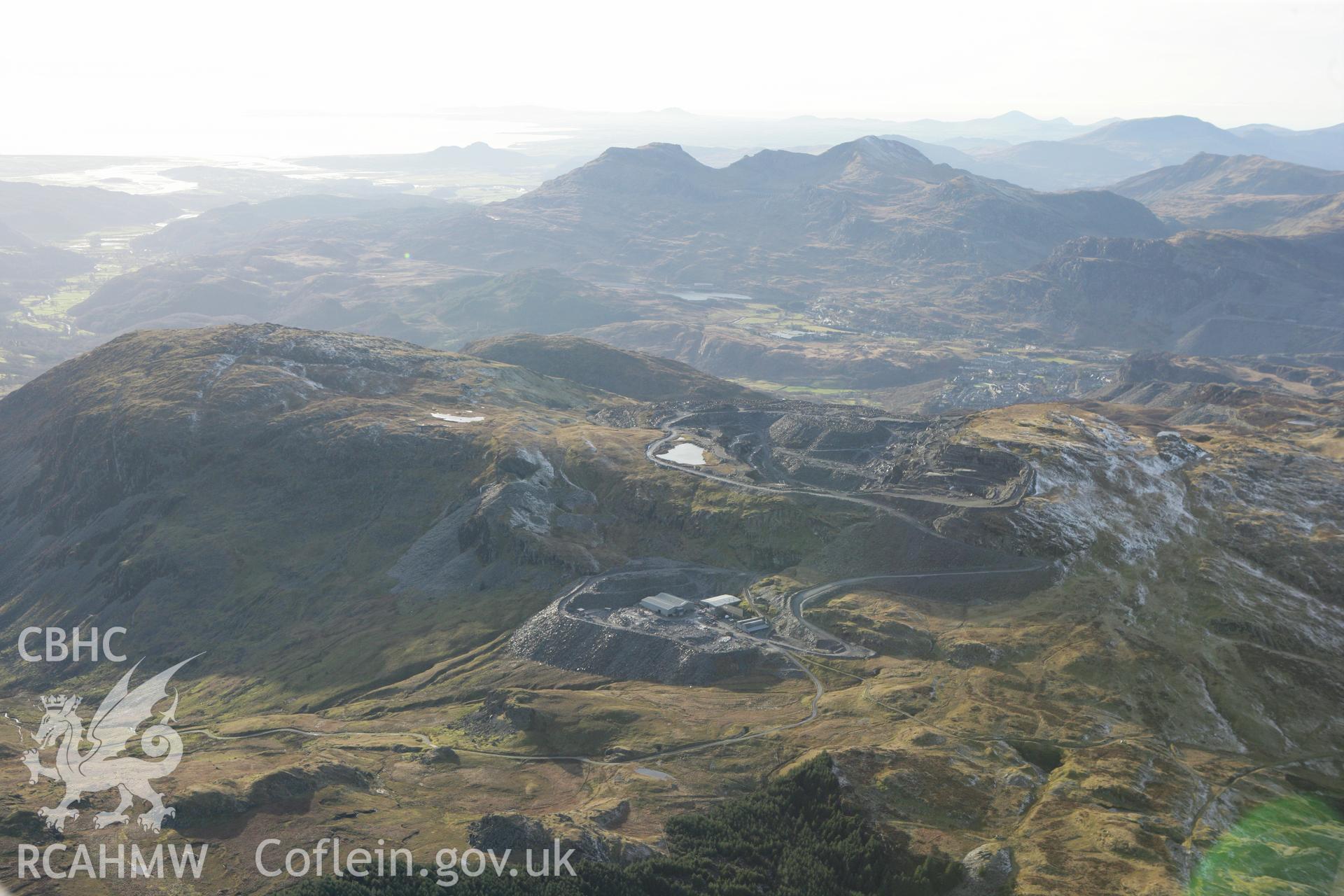 RCAHMW colour oblique photograph of Craig Ddu quarry. Taken by Toby Driver on 08/02/2011.