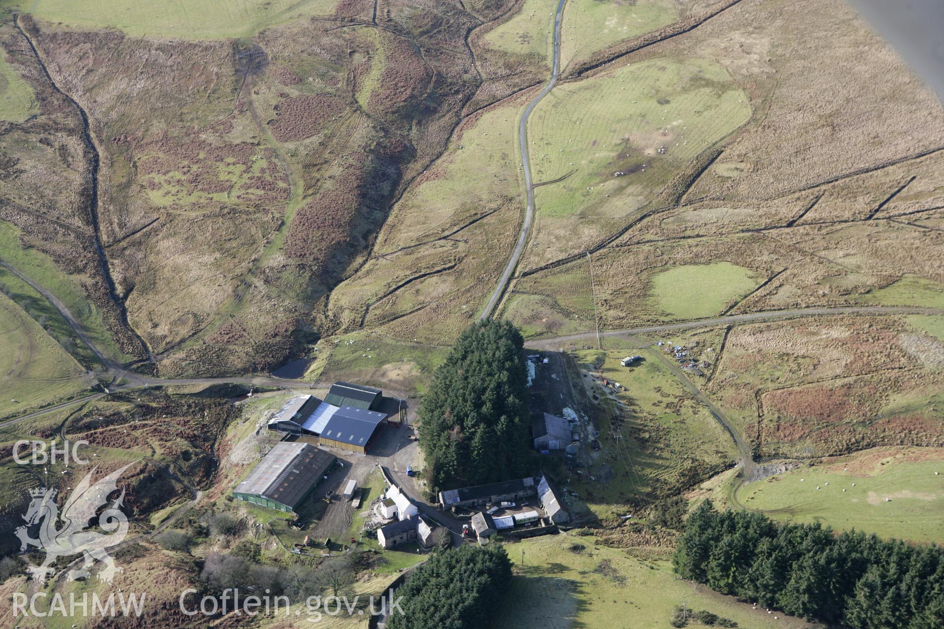 RCAHMW colour oblique photograph of Llechrydau farm. Taken by Toby Driver on 08/02/2011.