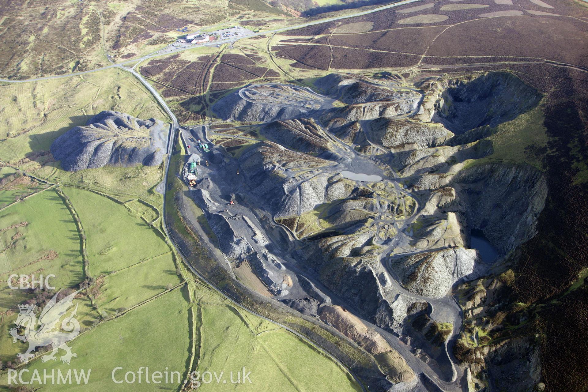 RCAHMW colour oblique photograph of Moel-y-Faen quarries. Taken by Toby Driver on 08/02/2011.