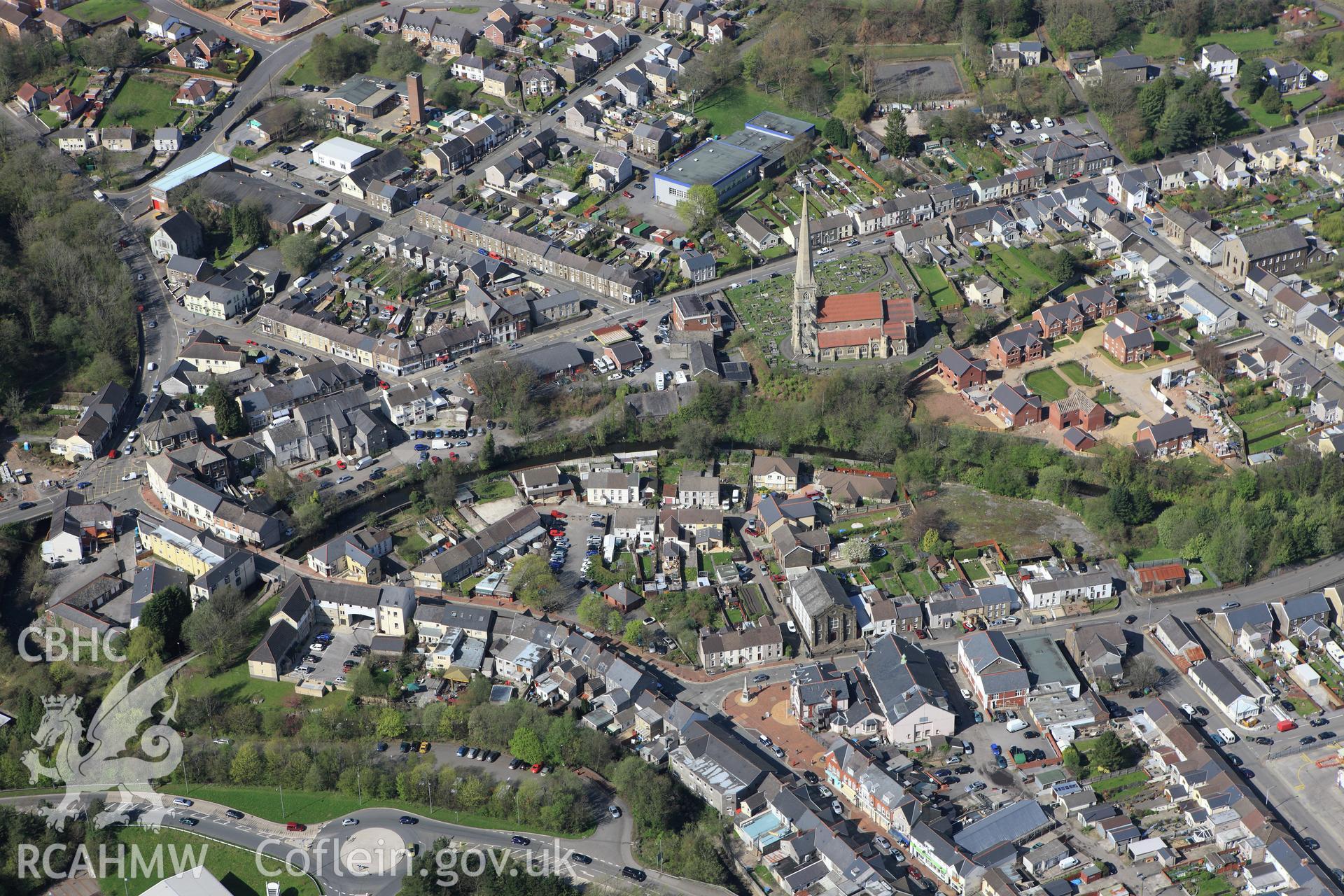 RCAHMW colour oblique photograph of St Peter's Church, Pontardawe. Taken by Toby Driver on 08/04/2011.