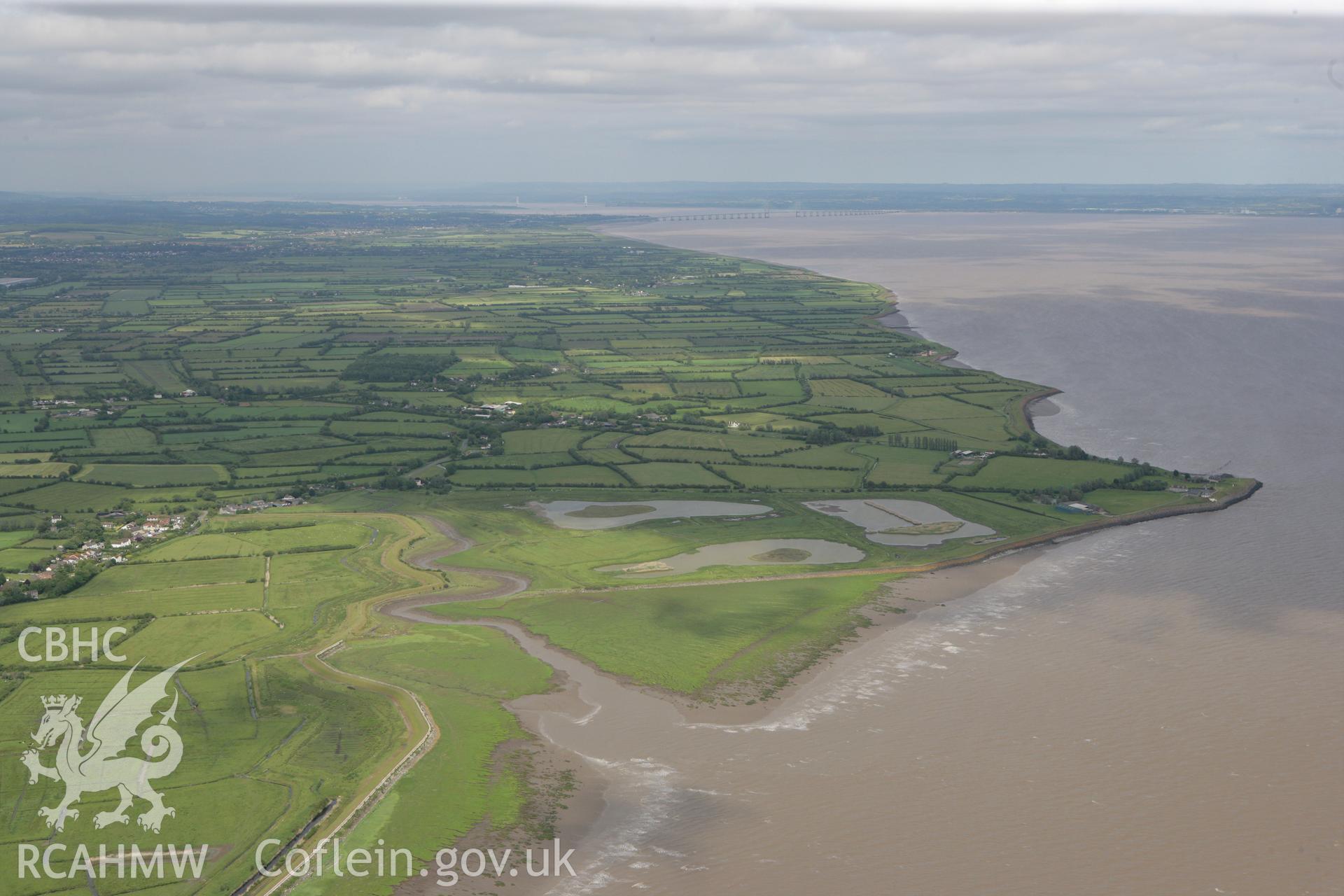RCAHMW colour oblique photograph of Goldcliff intertidal features. Taken by Toby Driver on 13/06/2011.