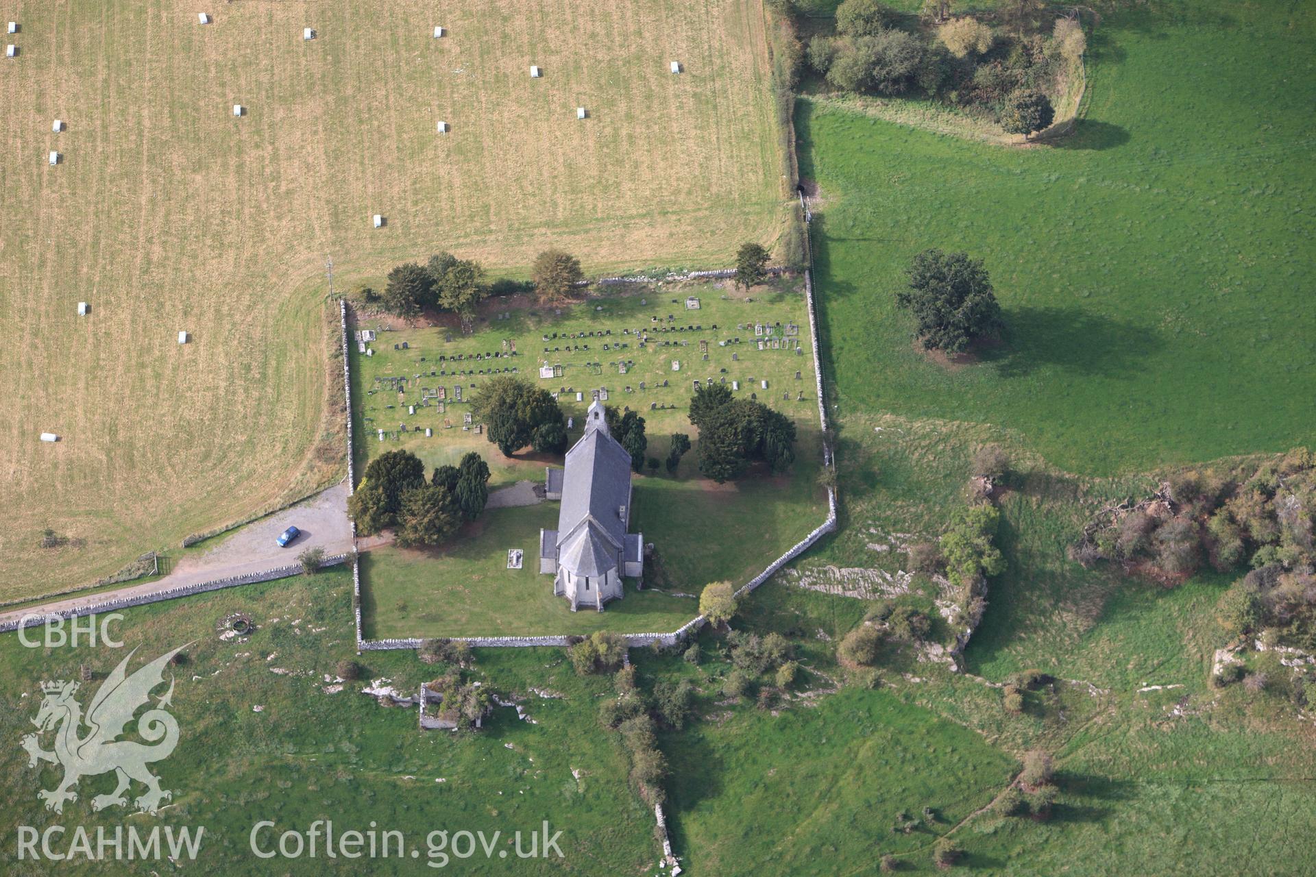 RCAHMW colour oblique photograph of St Mary's Church, Cefn; Meiriadog; The Virgin. Taken by Toby Driver on 04/10/2011.