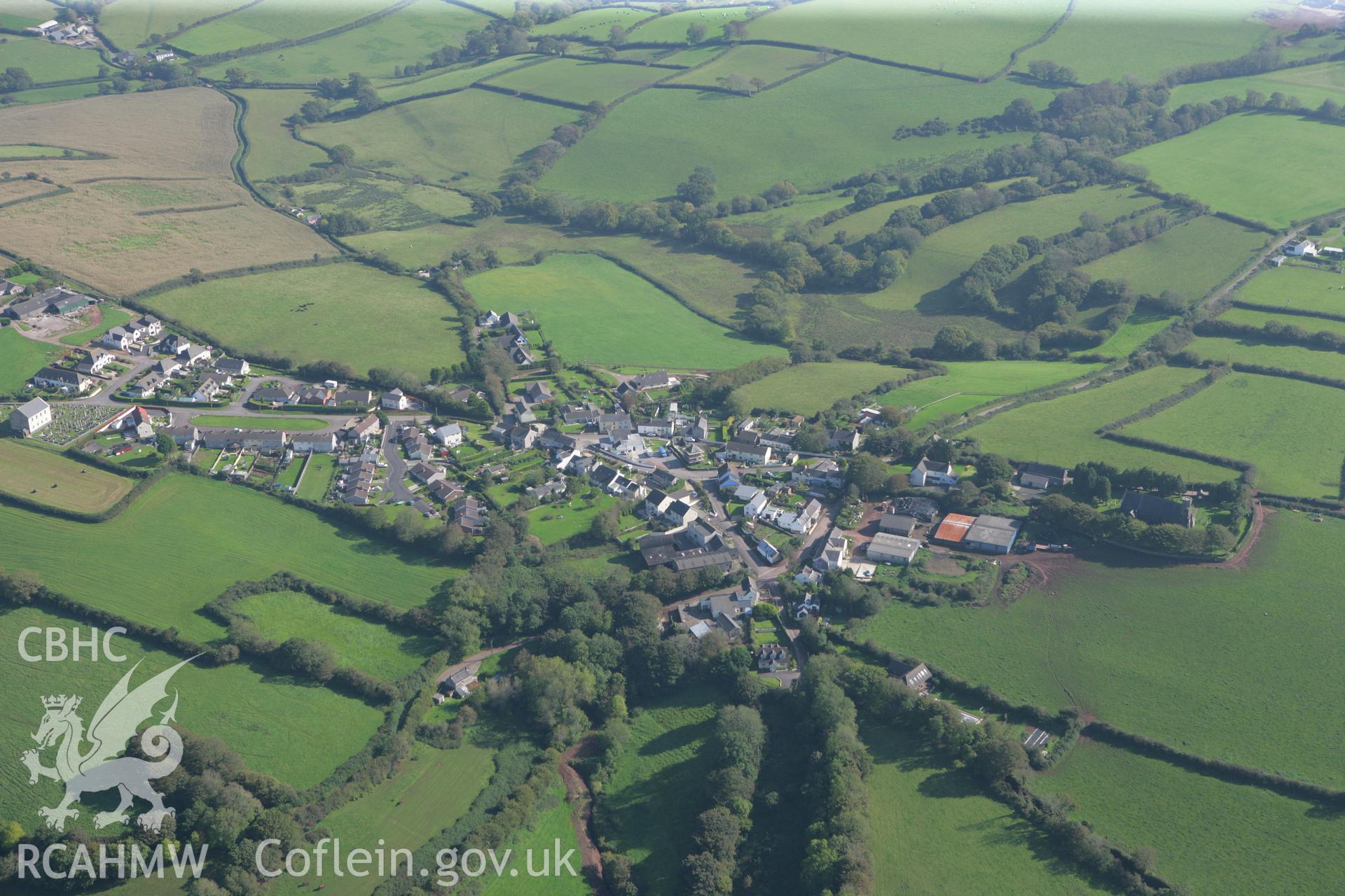 RCAHMW colour oblique photograph of Llanybri, viewed from the north-east. Taken by Toby Driver and Oliver Davies on 28/09/2011.