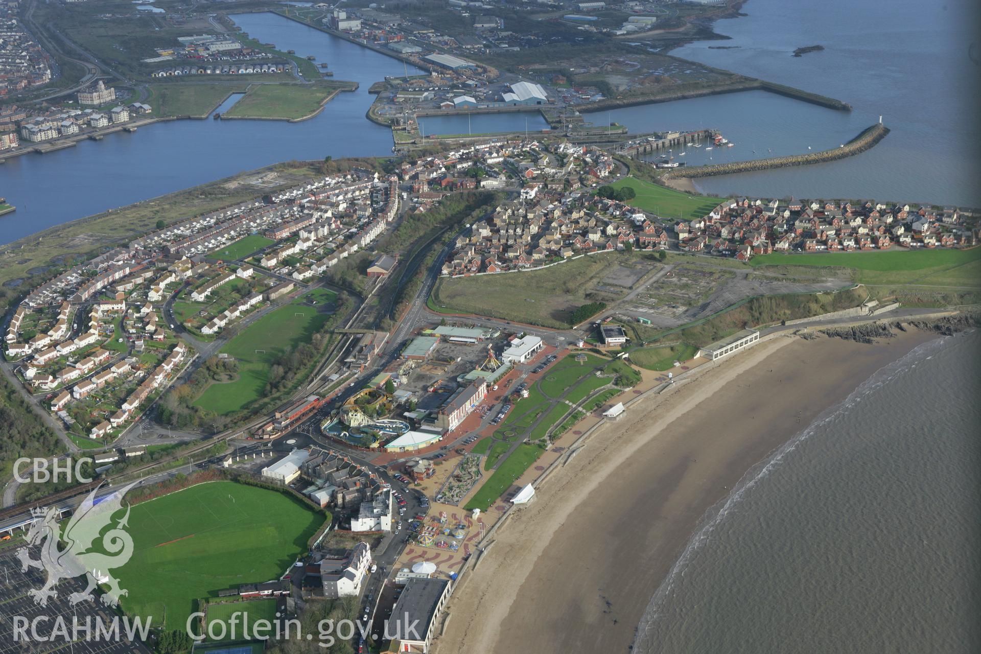 RCAHMW colour oblique photograph of Barry Pleasure Park. Taken by Toby Driver on 17/11/2011.