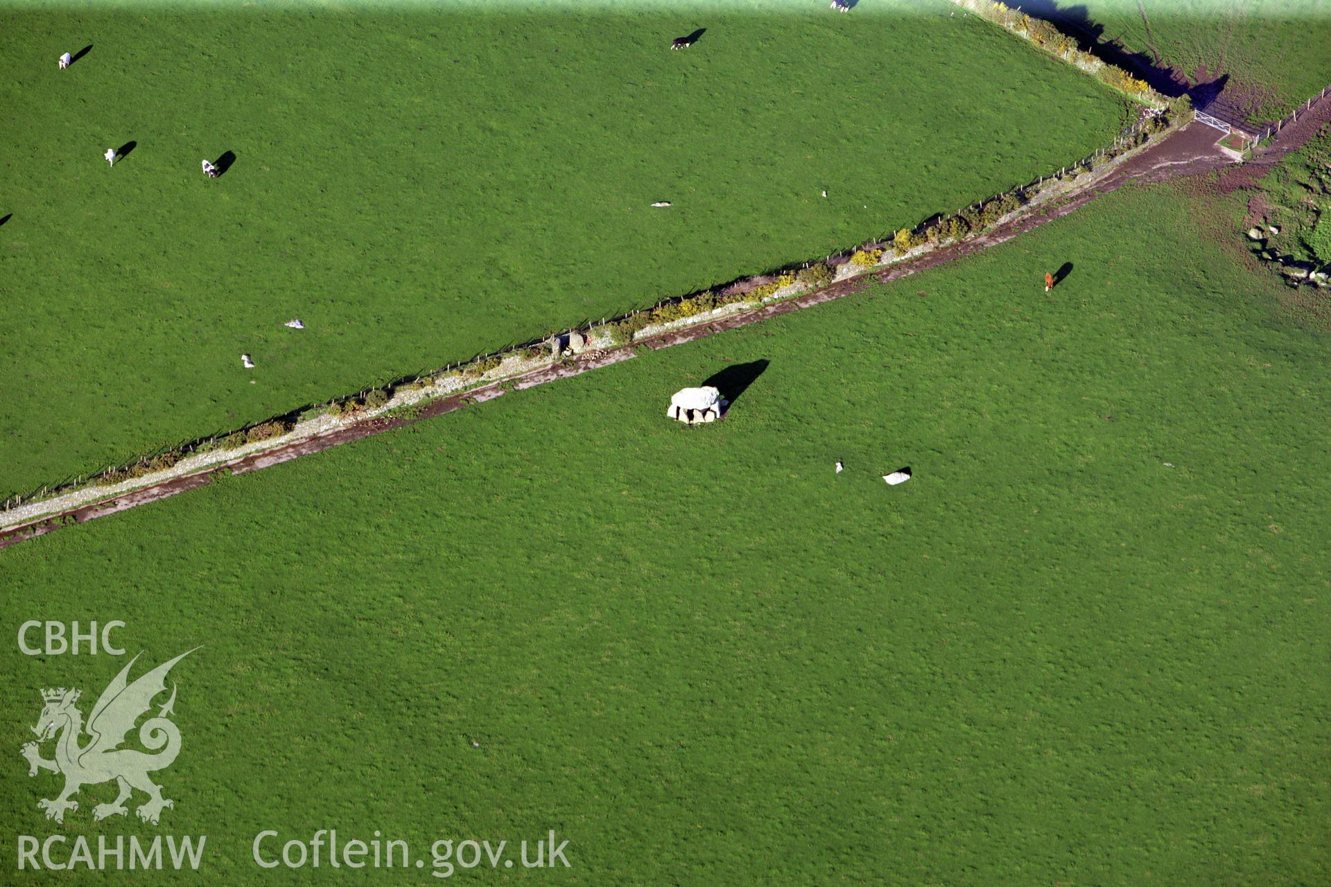 RCAHMW colour oblique photograph of Carreg Sampson burial chamber. Taken by O. Davies & T. Driver on 22/11/2013.