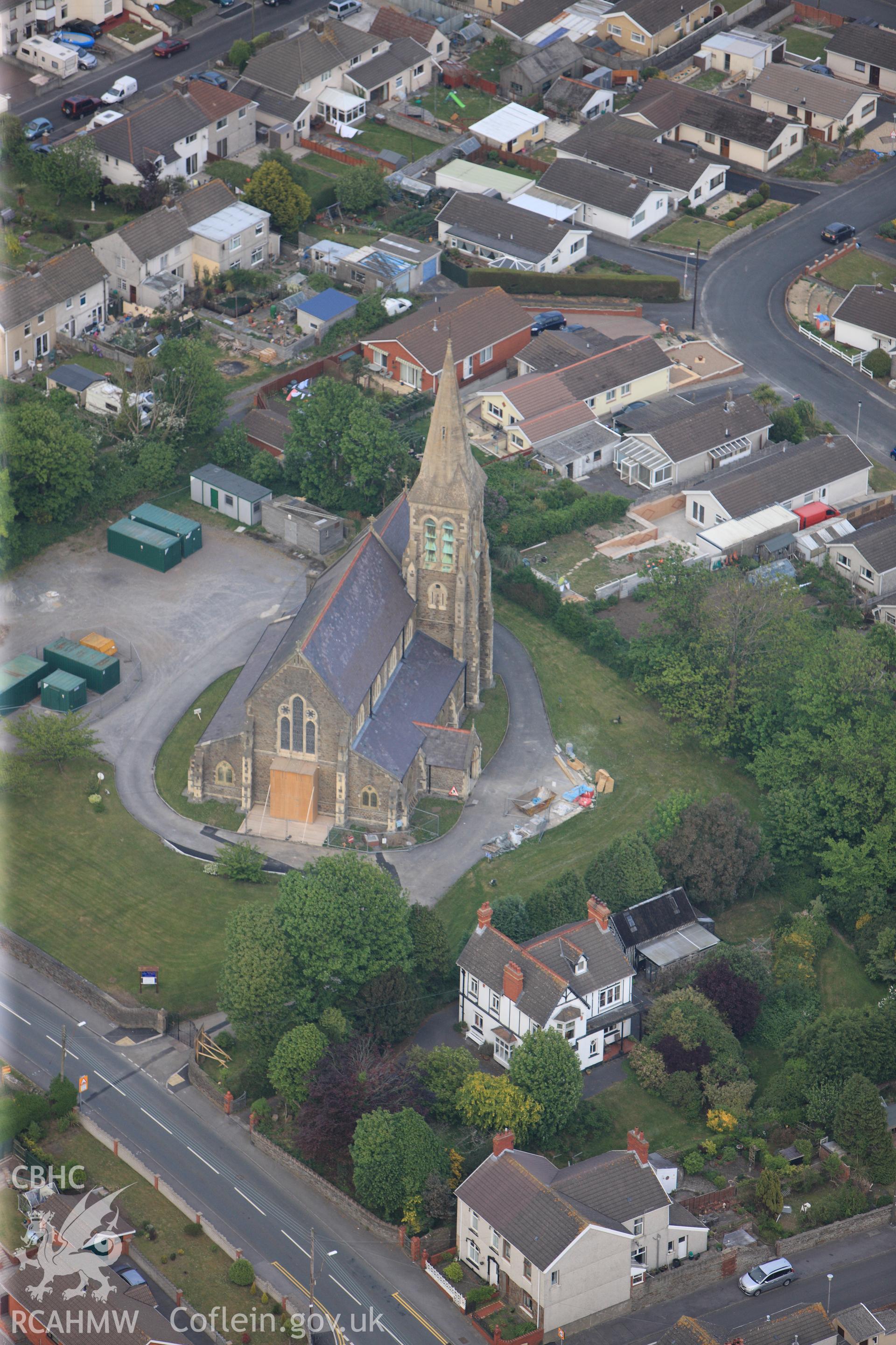 RCAHMW colour oblique photograph of St Mary's church. Taken by Toby Driver and Oliver Davies on 04/05/2011.
