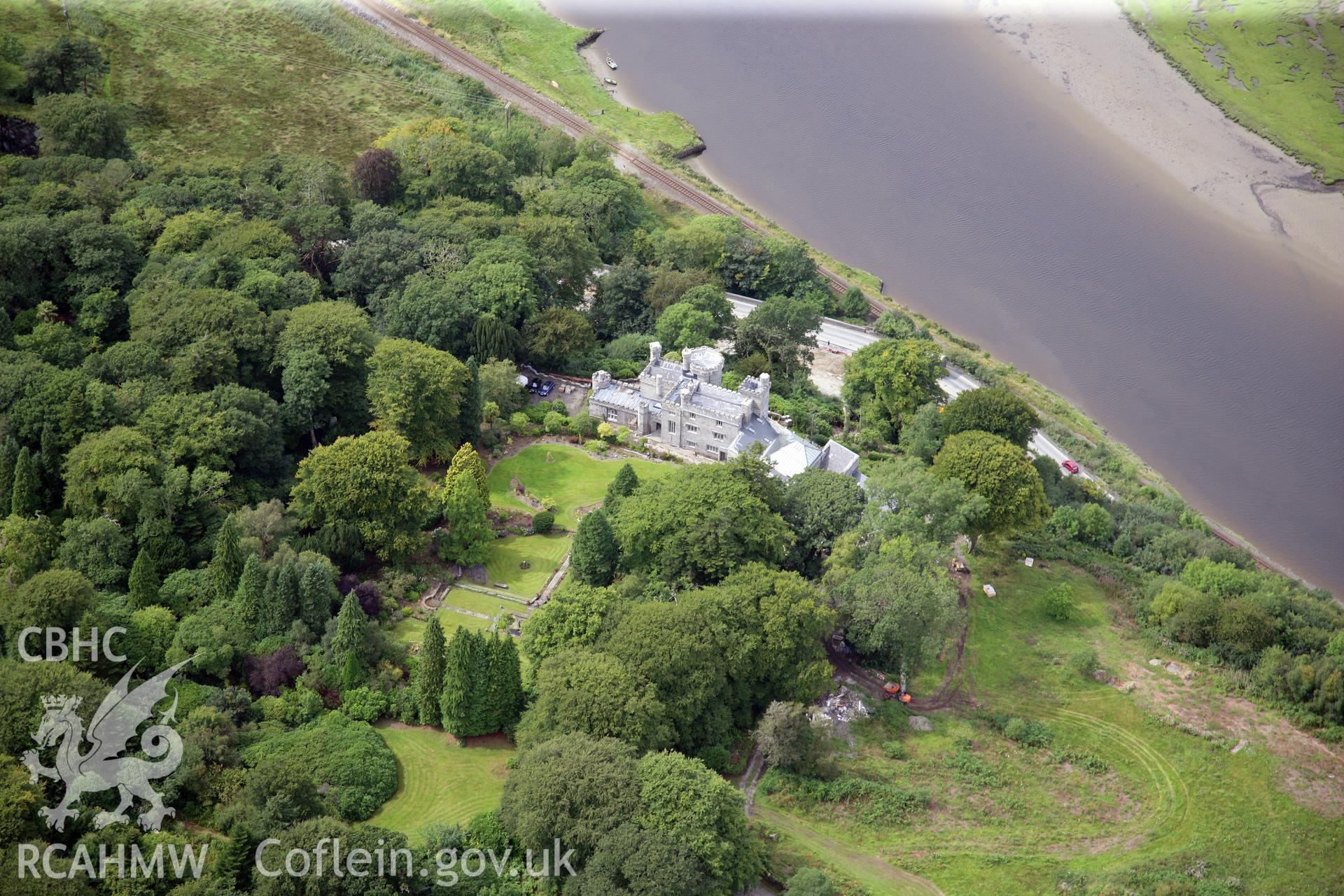 RCAHMW colour oblique photograph of Glandyfi Castle. Taken by Toby Driver on 17/08/2011.