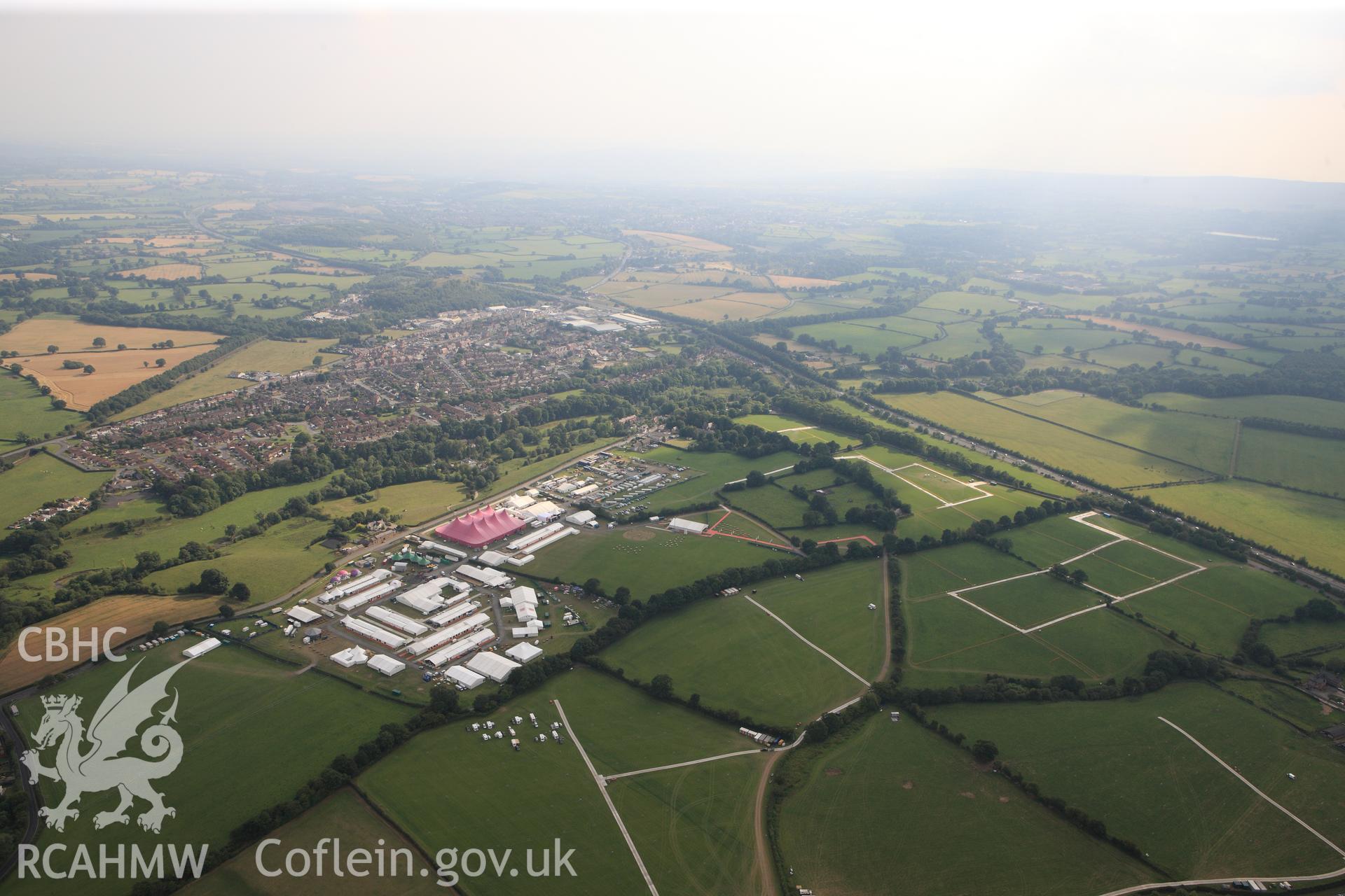 RCAHMW colour oblique photograph of The National Eisteddfod, 2011. Taken by Toby Driver and Oliver Davies on 27/07/2011.