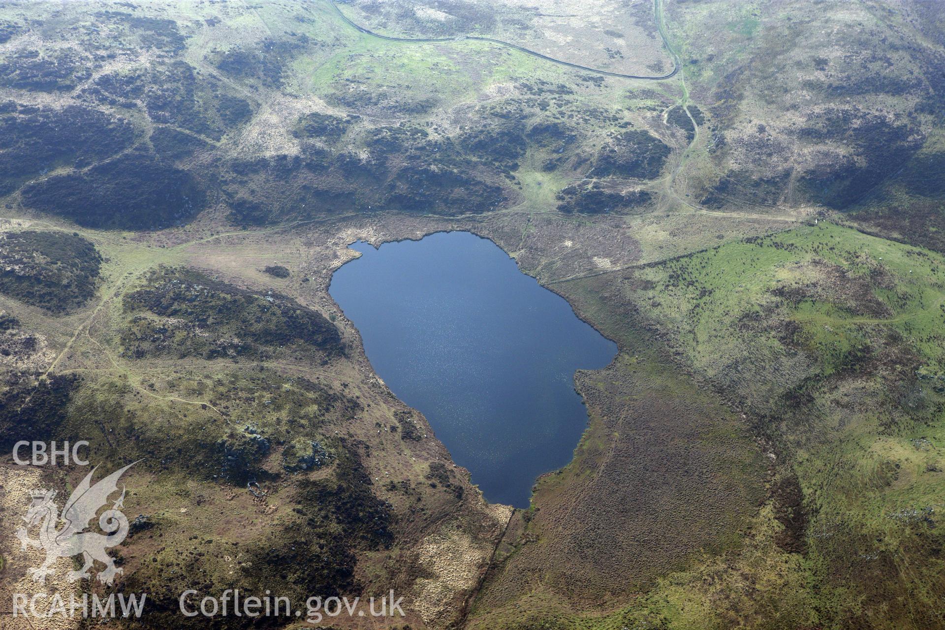 RCAHMW colour oblique photograph of Llyn Barfog. Taken by Toby Driver on 25/03/2011.