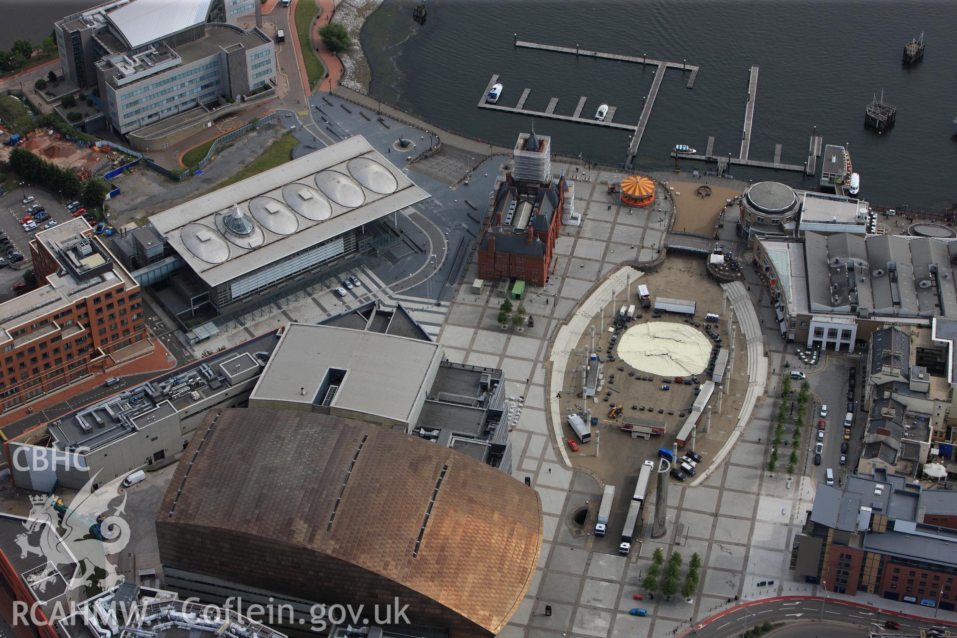 RCAHMW colour oblique photograph of Bute west dock basin. Taken by Toby Driver on 13/06/2011.