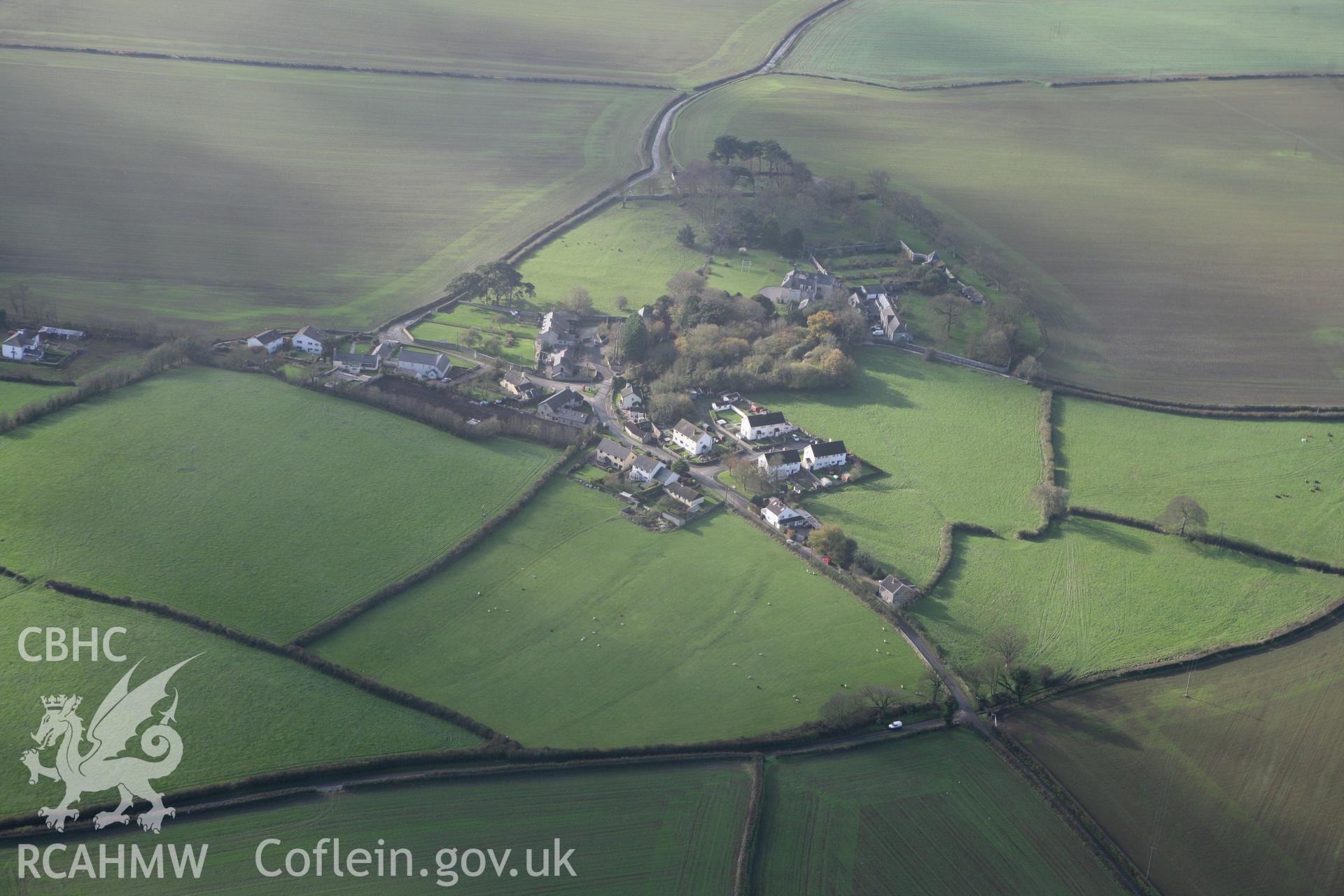 RCAHMW colour oblique photograph of Gileston village, from the east. Taken by Toby Driver on 17/11/2011.