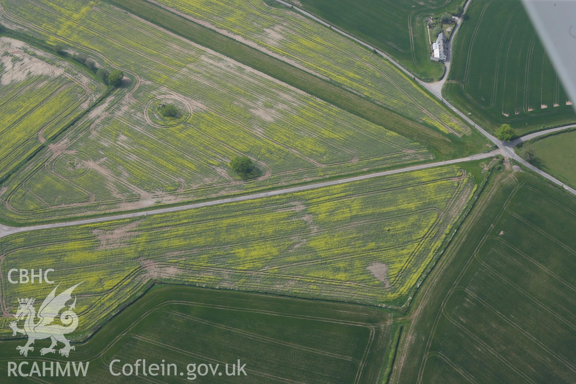 RCAHMW colour oblique photograph of Croes Carn Einion Roman villa. Taken by Toby Driver on 26/04/2011.