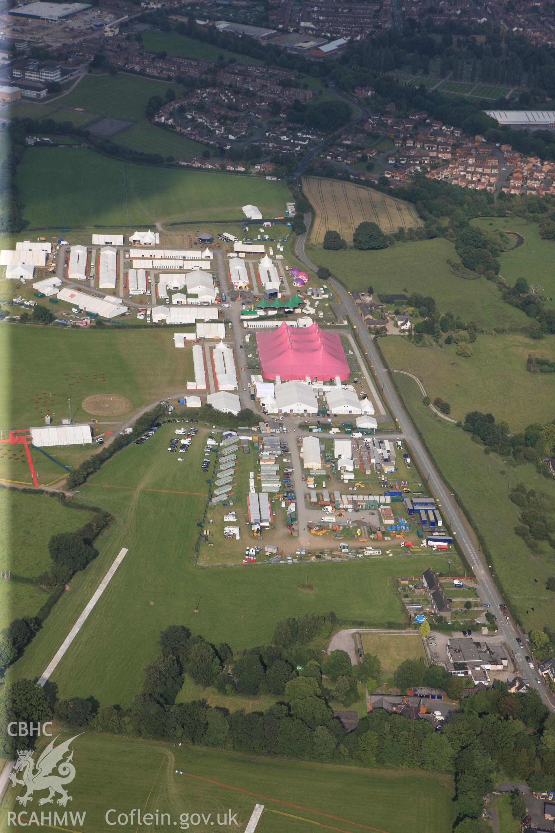 RCAHMW colour oblique photograph of The National Eisteddfod, 2011. Taken by Toby Driver and Oliver Davies on 27/07/2011.